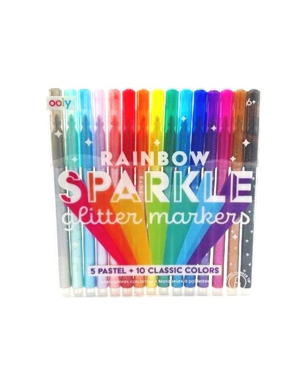 Rainbow Sparkle Glitter Markers - Set of 15 by OOLY