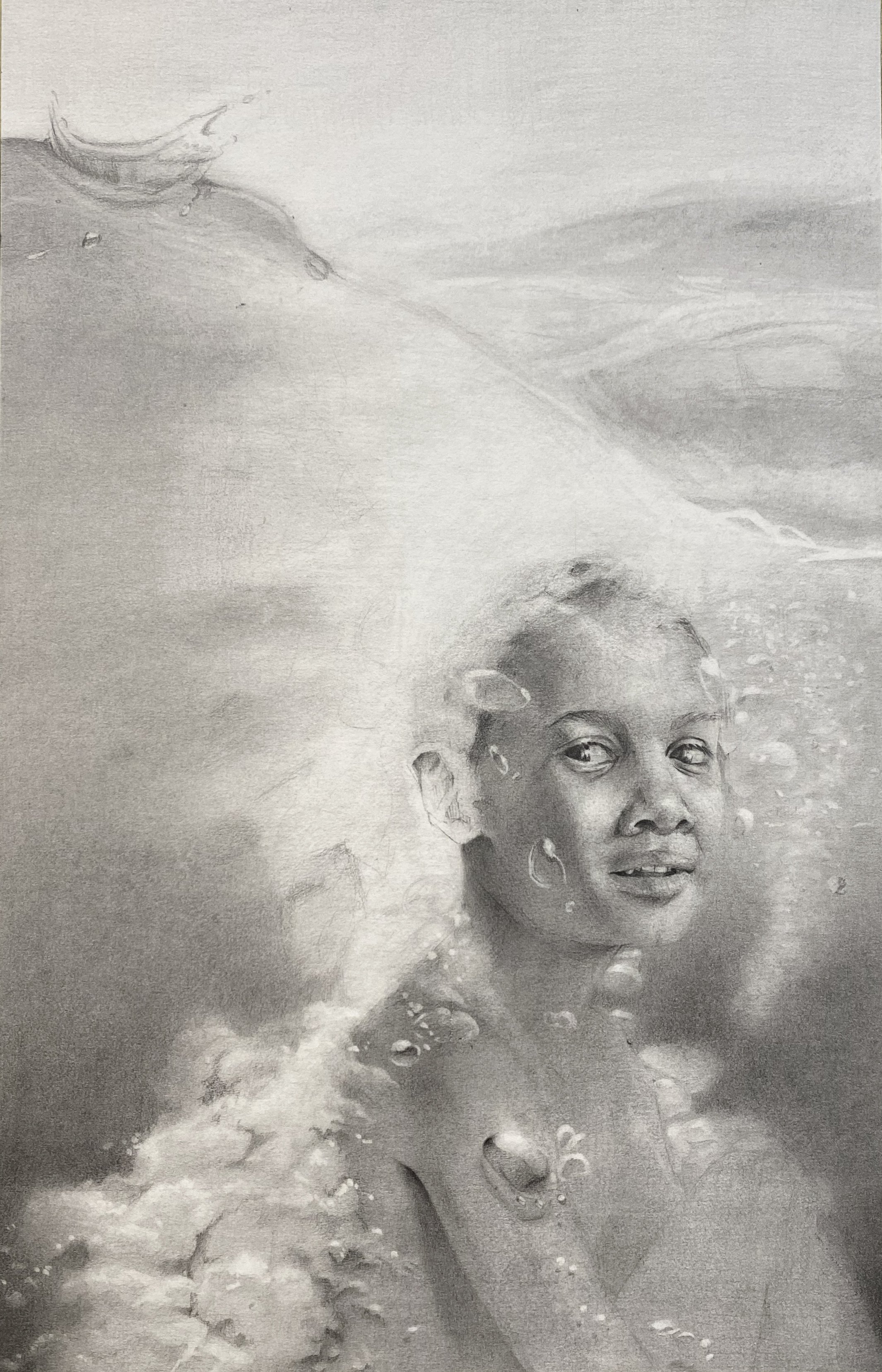 Dive, 2023. 
Graphite on paper. 
30.5 x 45.7 cm | 12 x 18 in.