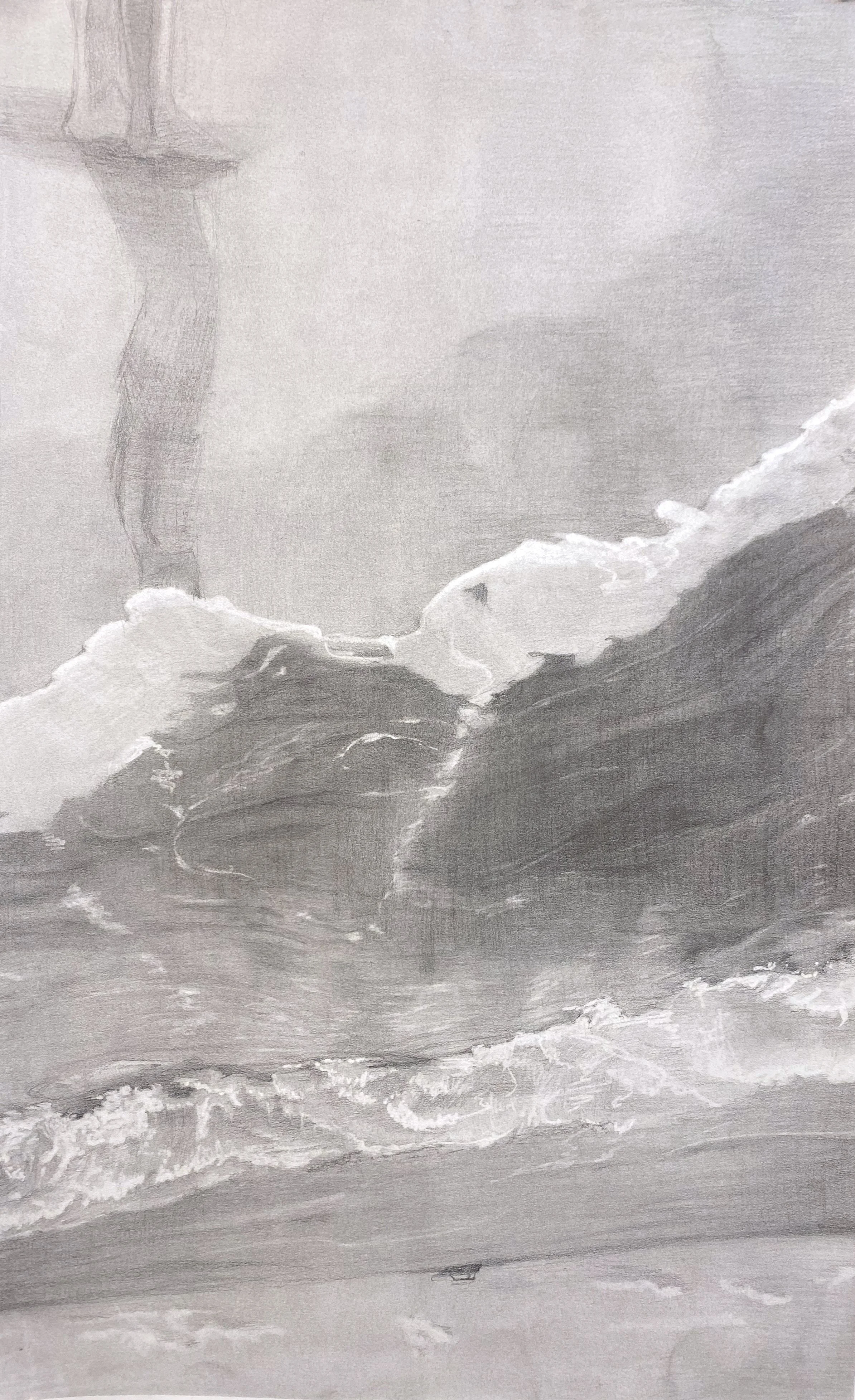 Edge of Reason, 2022. 
Graphite and charcoal on paper. 
48.3 x 76.2 cm | 19 x 30 in.