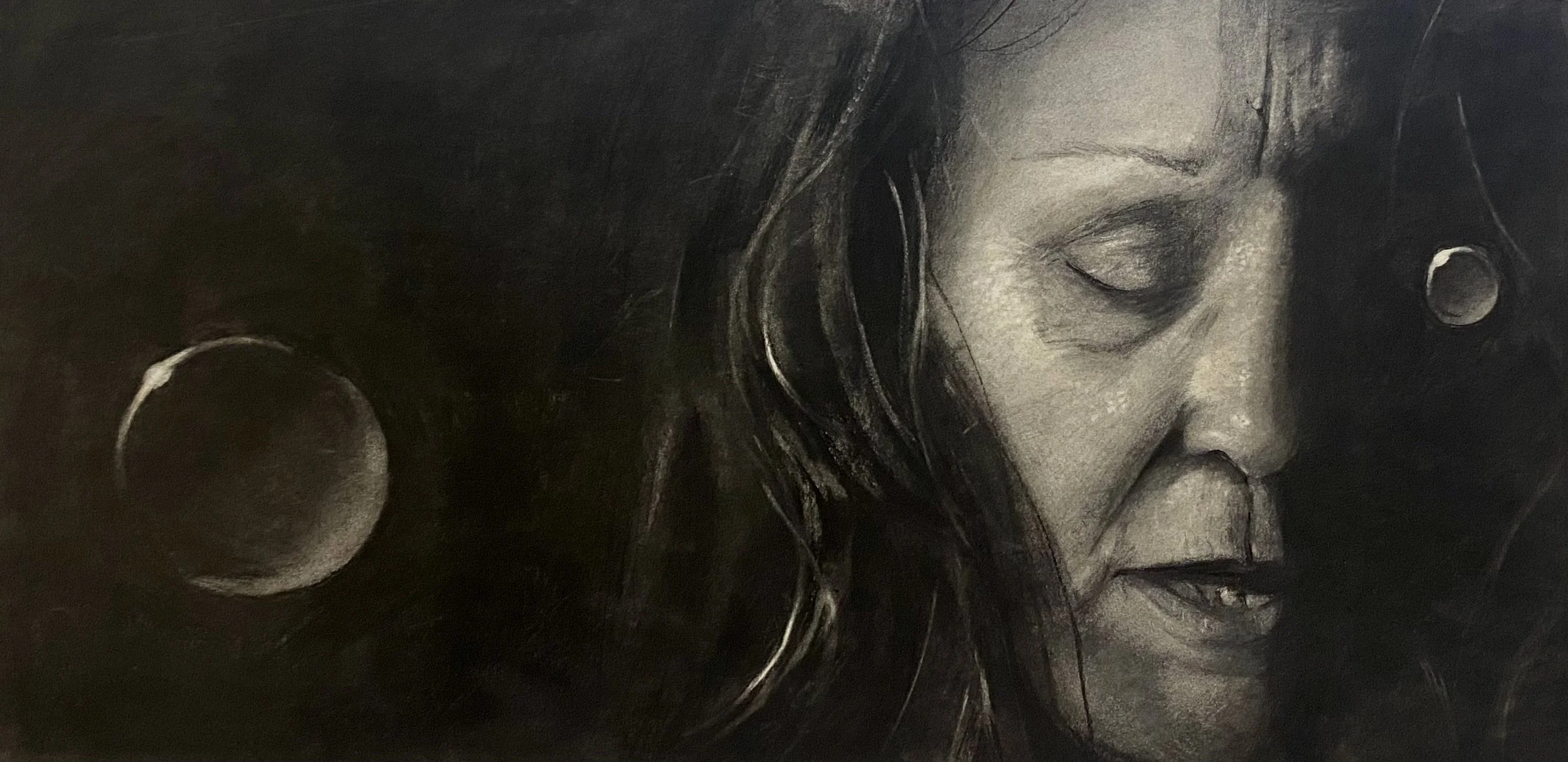 Memento Mori, 2022. 
Charcoal and graphite on paper. 
58.4 x 31.8 cm | 23 x 12.5 in.