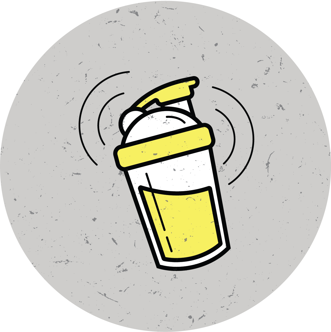 Drawing of a ringing alarm clock on a gray background.