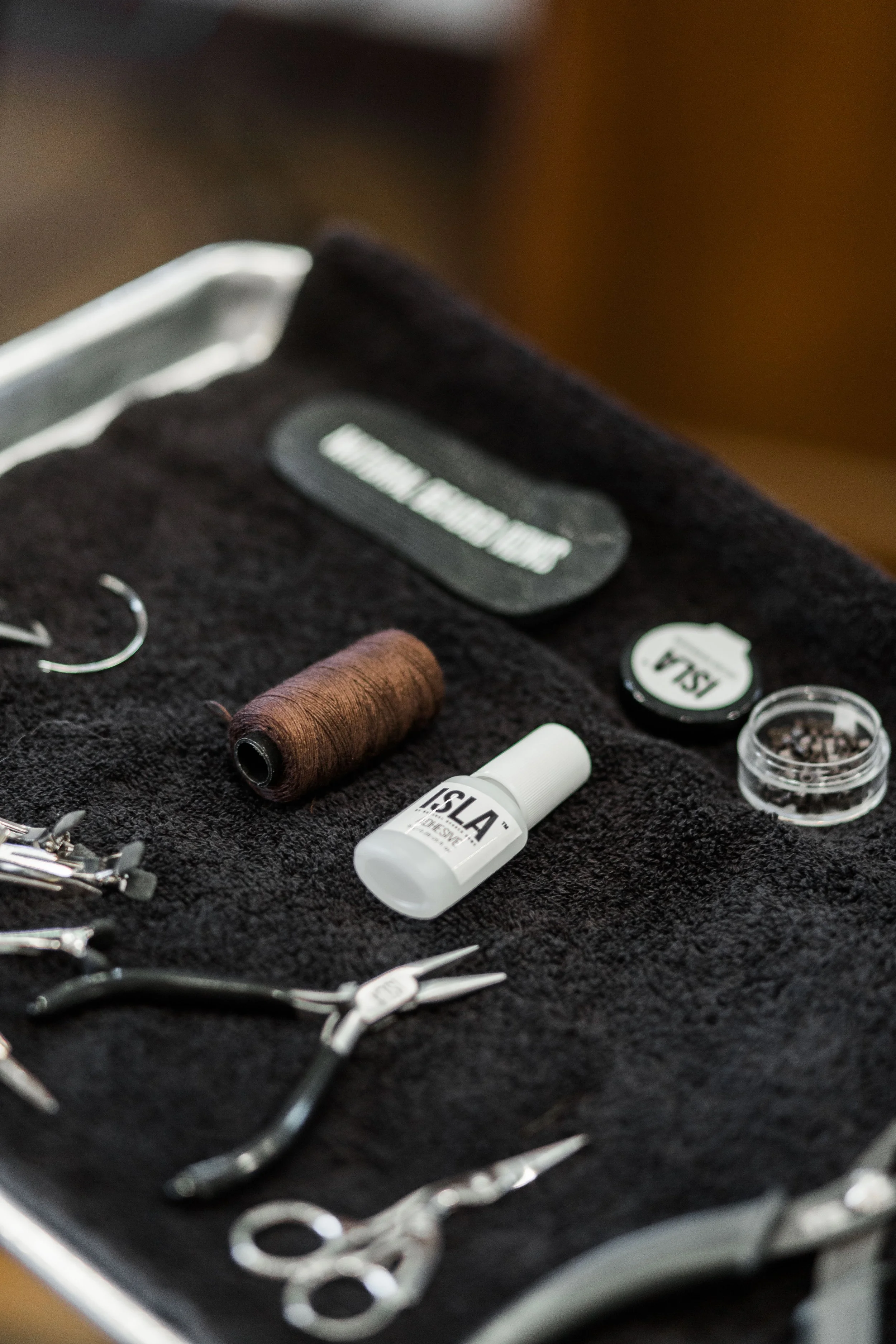 Flat lay of creative business tools and office accessories used during a branding shoot