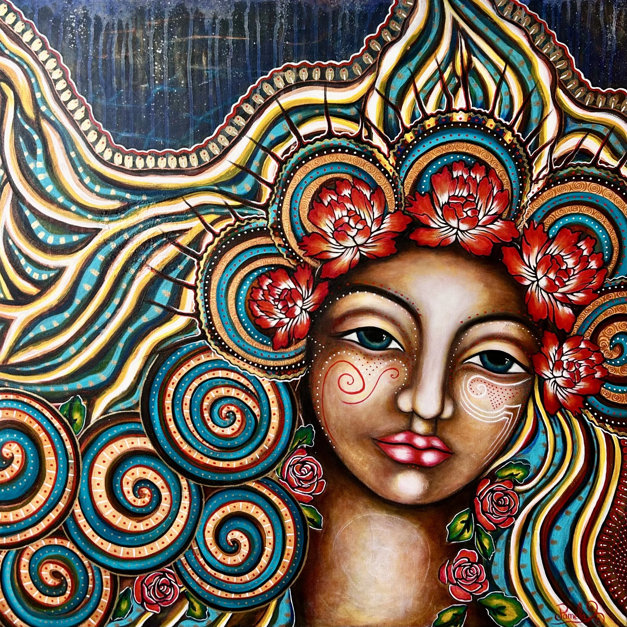 Casting the Net (2021) | 36" x 36" x .5" | Acrylic on Canvas