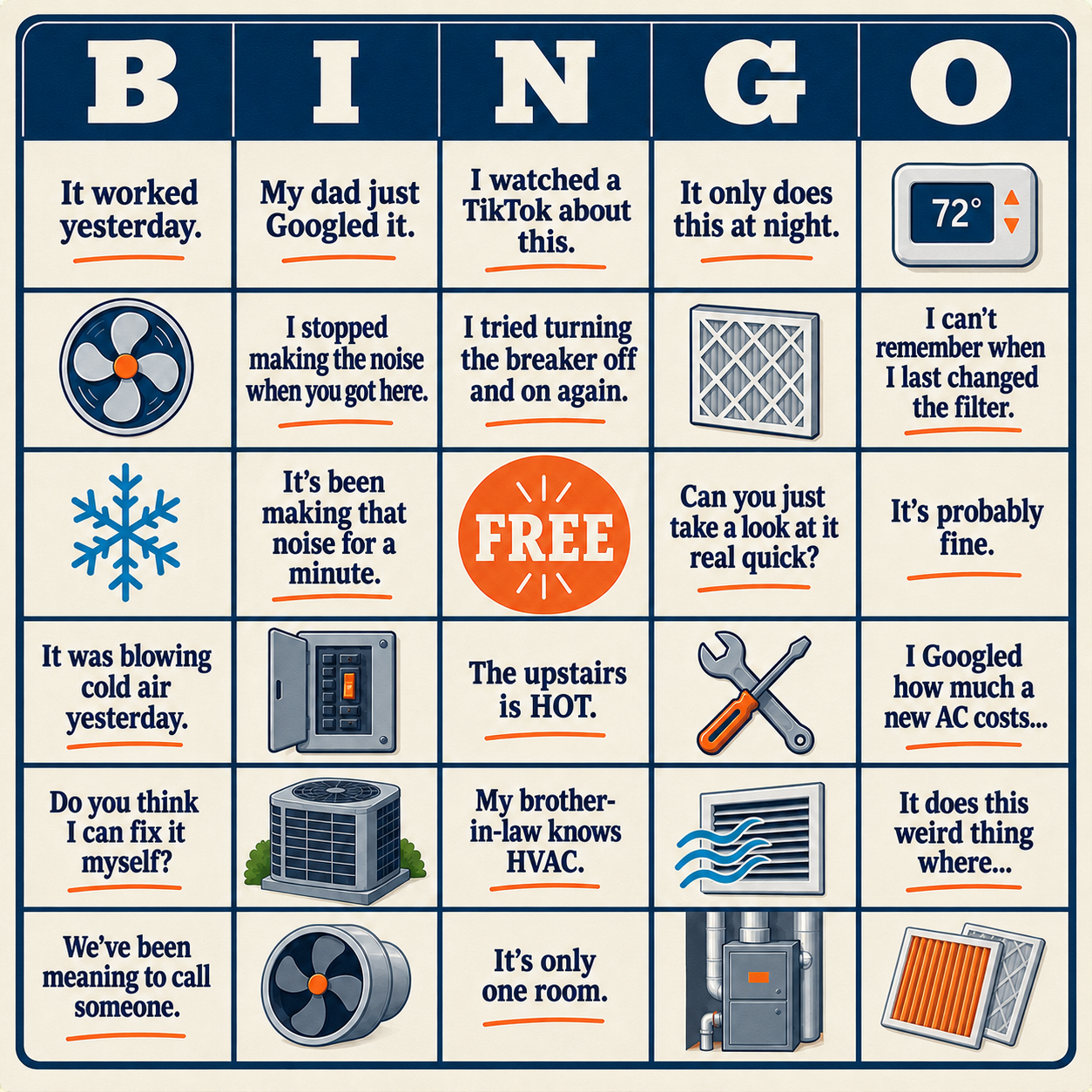 We Made an HVAC Bingo Card