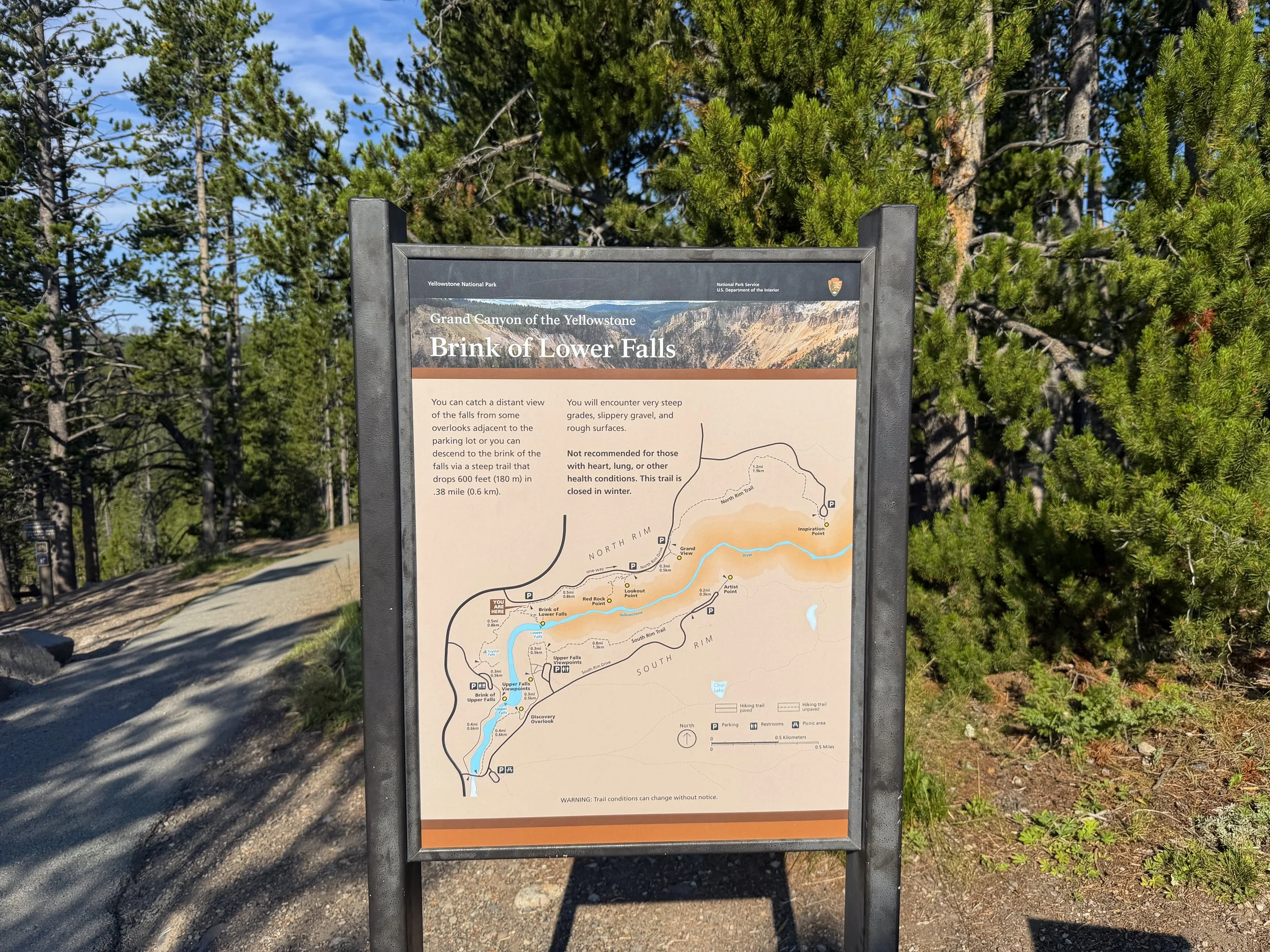 Brink of the Lower Falls Trailhead Yellowstone National Park Wyoming