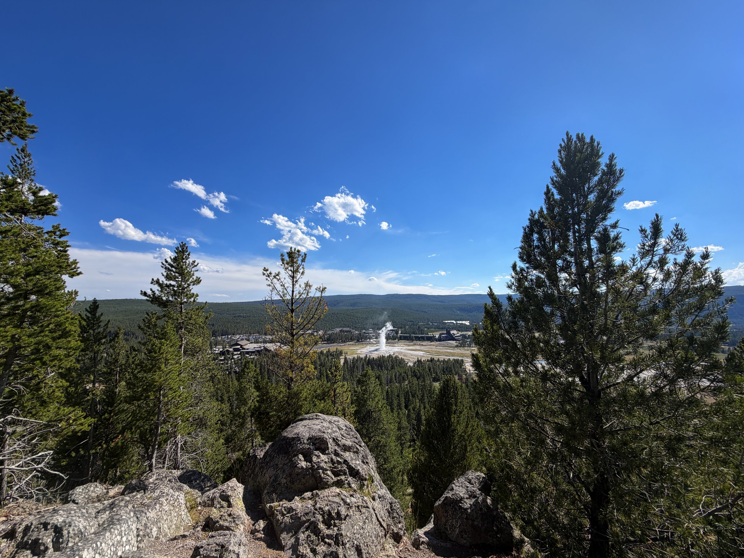 Old Faithful Eruption Observation Point Yellowstone National Park Wyoming