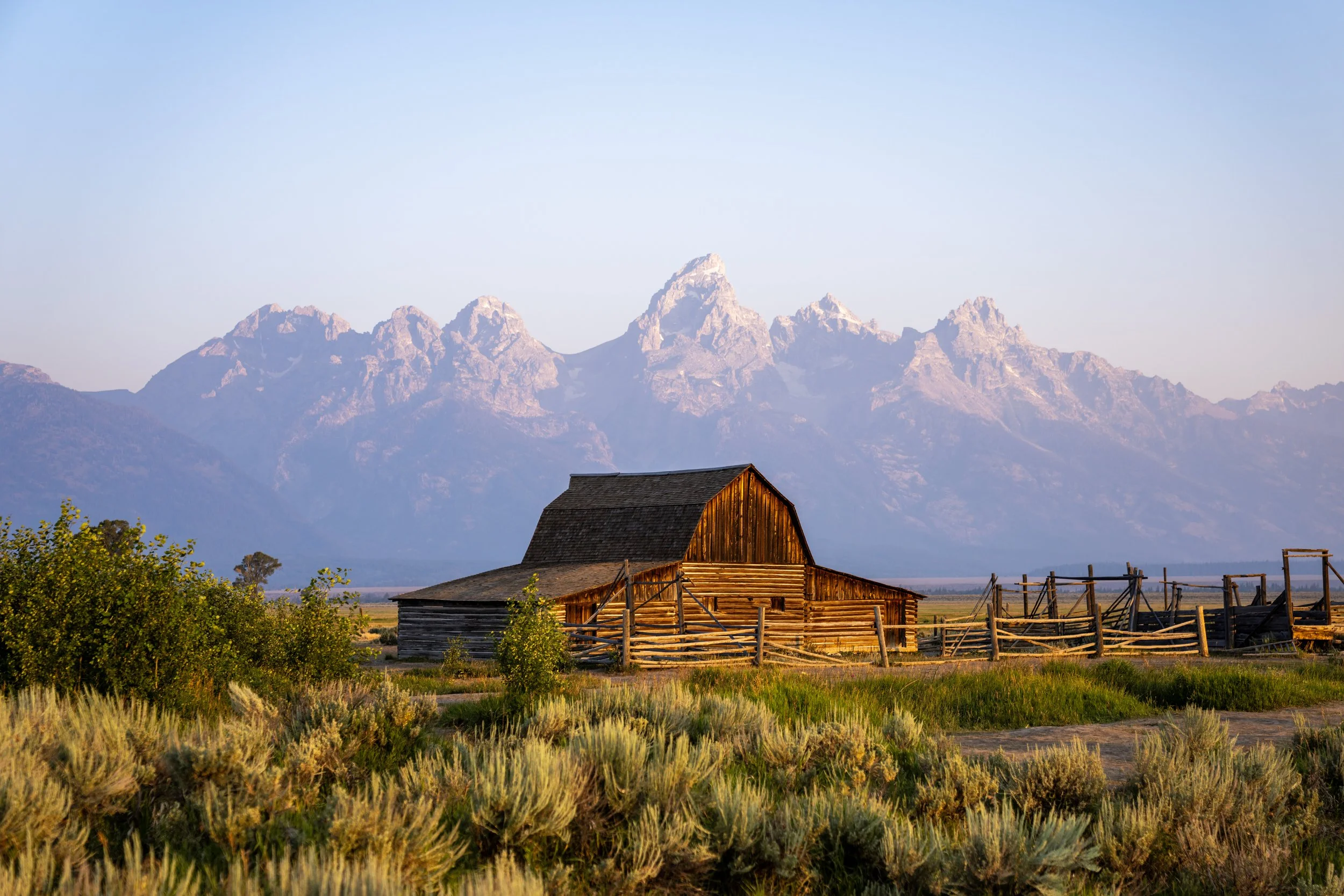 Mormon Row Moulton Barn Sunrise Grand Teton National Park
