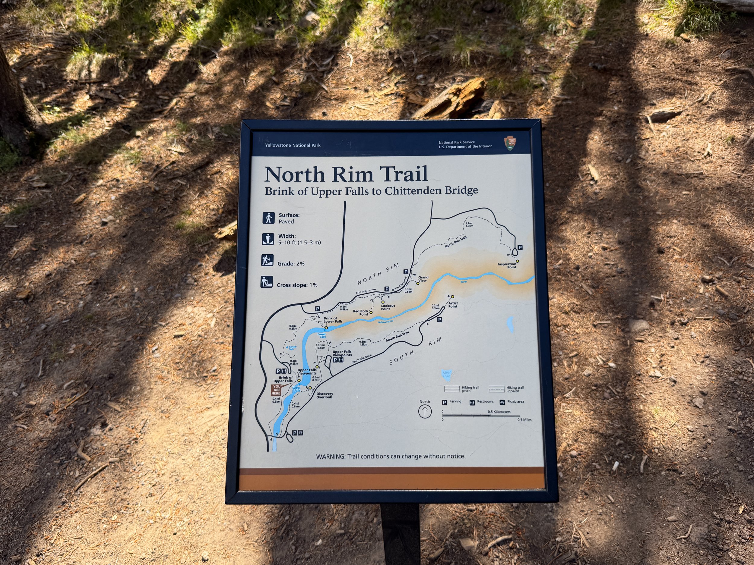 North Rim Trail Map Yellowstone National Park Wyoming