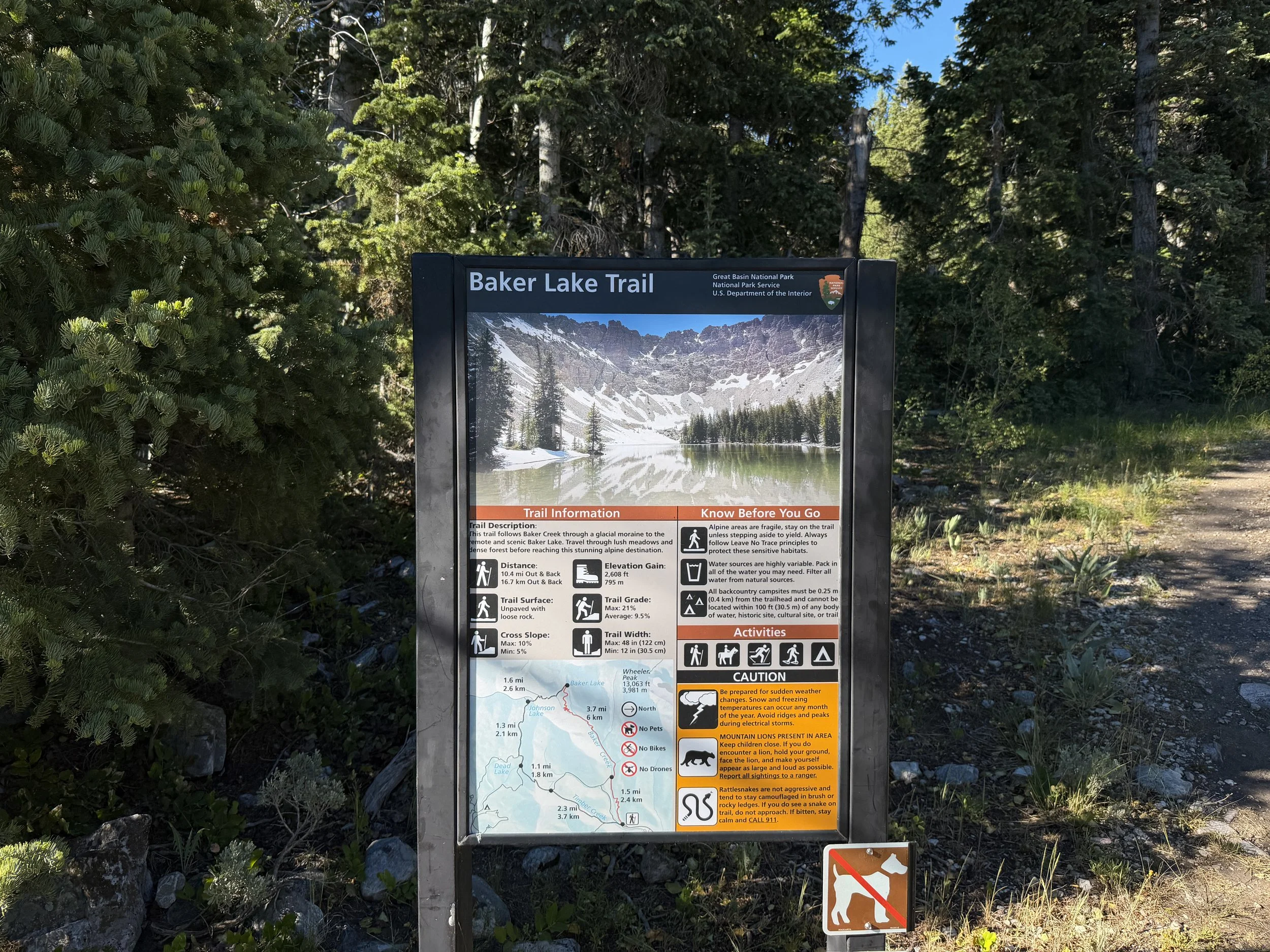 Baker Lake Trailhead Great Basin National Park Nevada