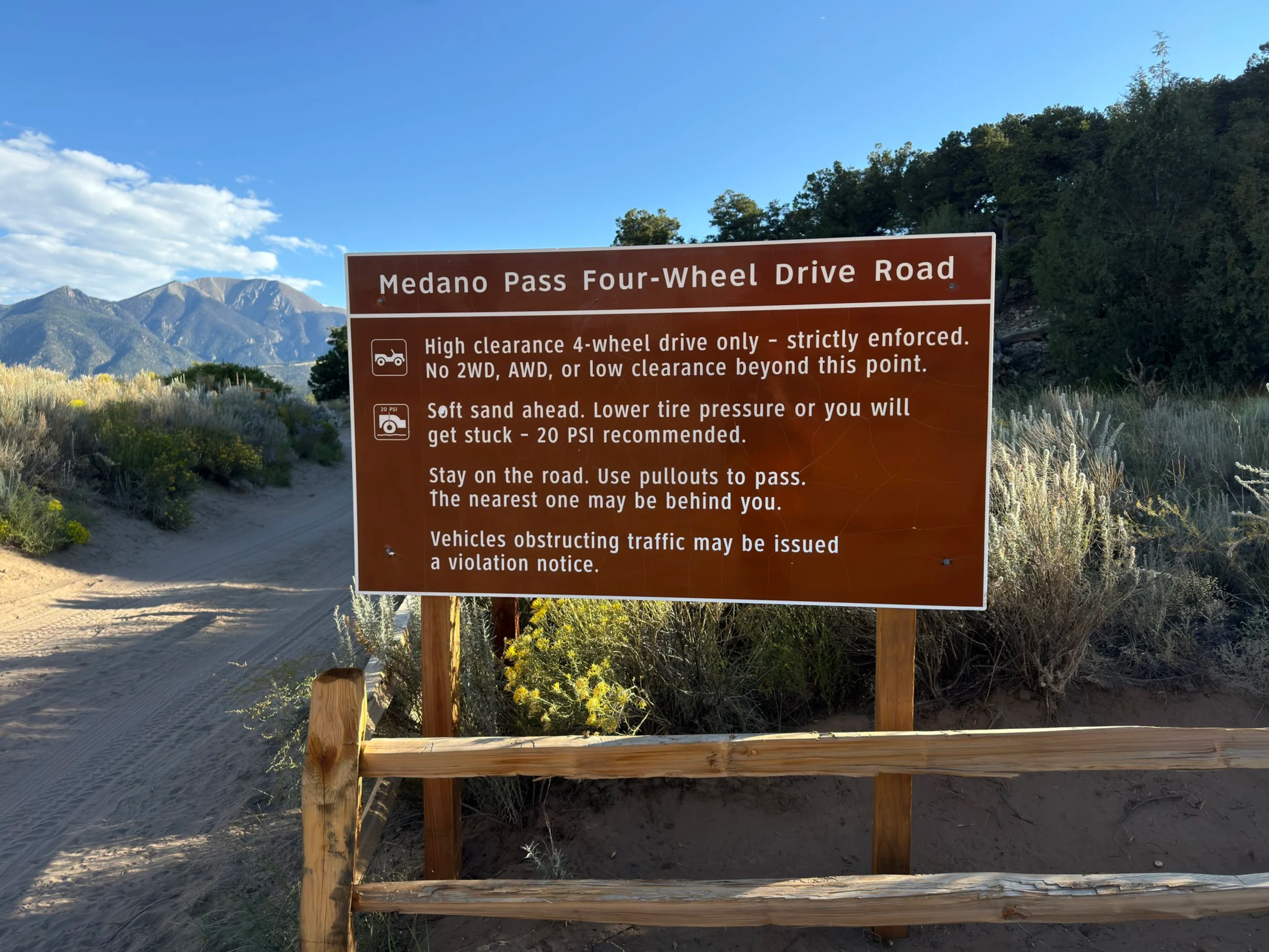 Point of No Return Medano Pass Primitive Road Great Sand Dunes National Park
