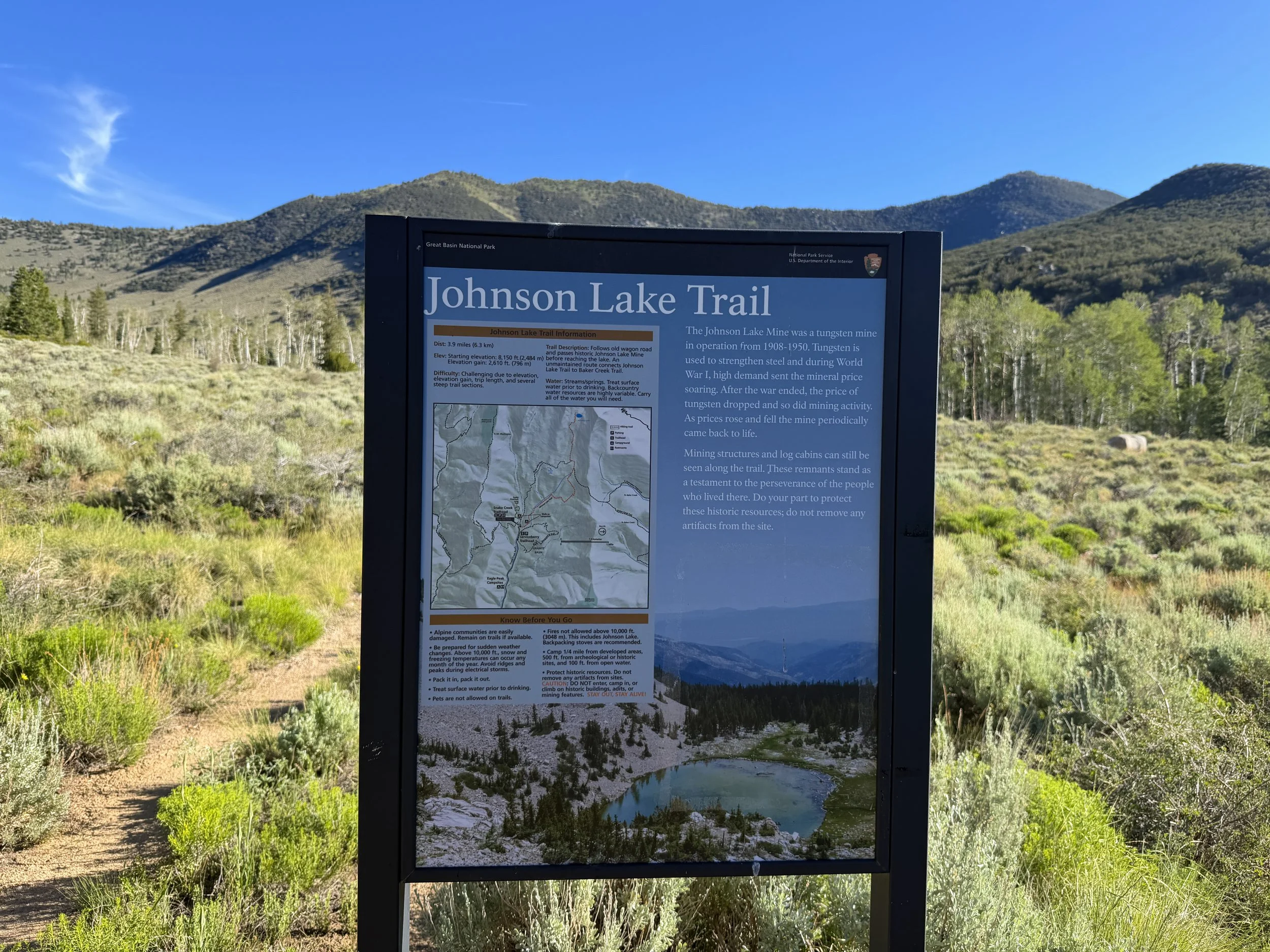 Johnson Lake Trailhead Great Basin National Park Nevada