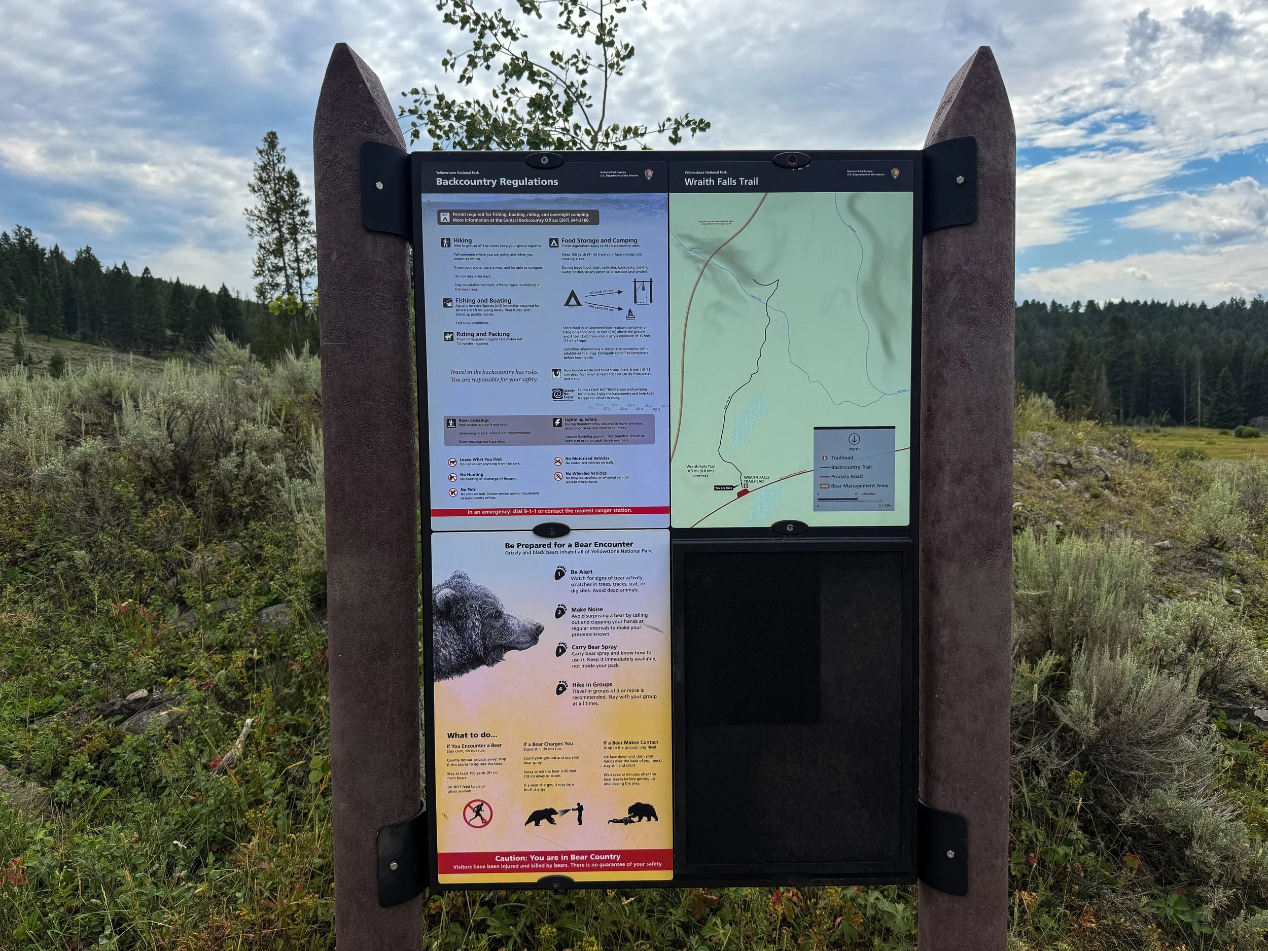 Wraith Falls Trailhead Yellowstone National Park Wyoming