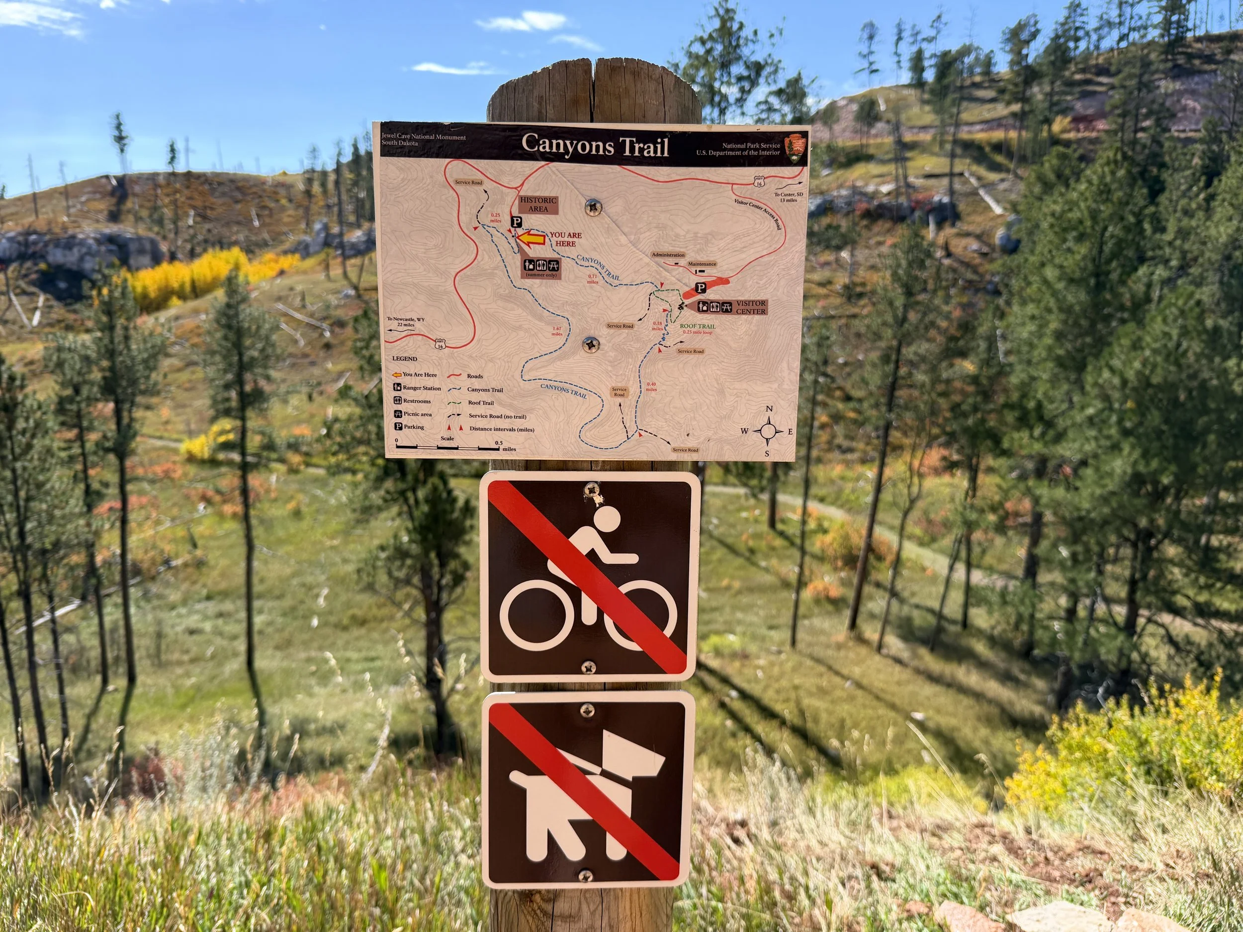 Canyons Trail Map Jewel Cave National Monument Black Hills South Dakota