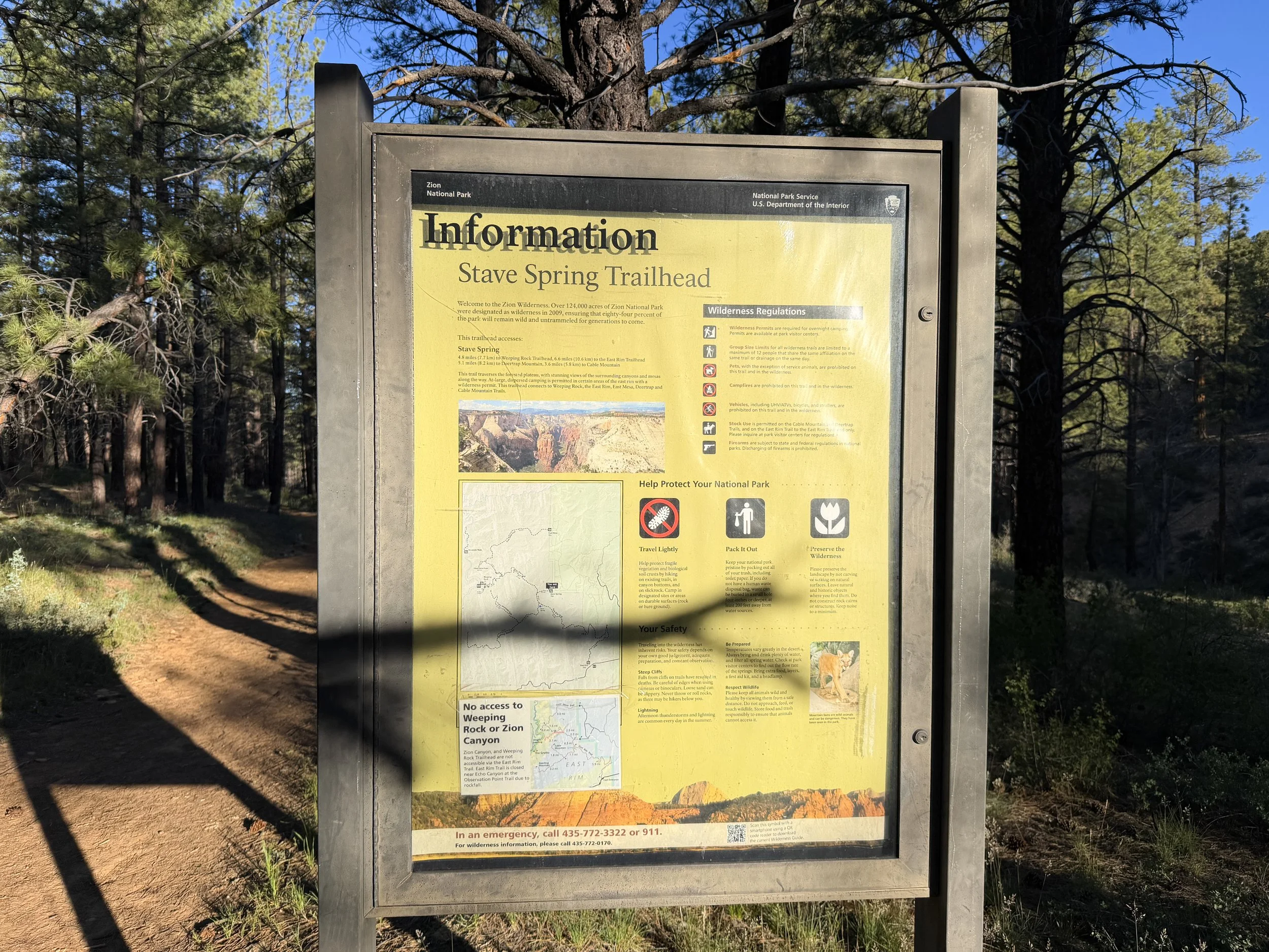 Stave Spring Trailhead Zion National Park Utah