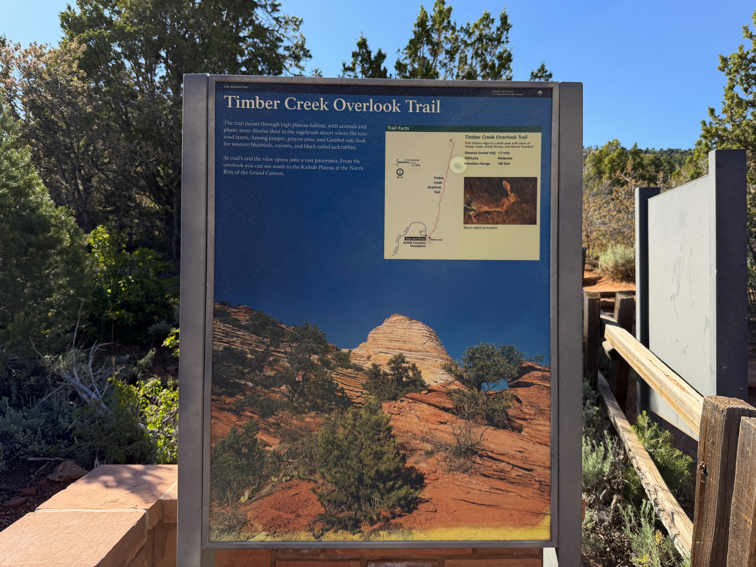 Timber Creek Overlook Trailhead Zion National Park Utah