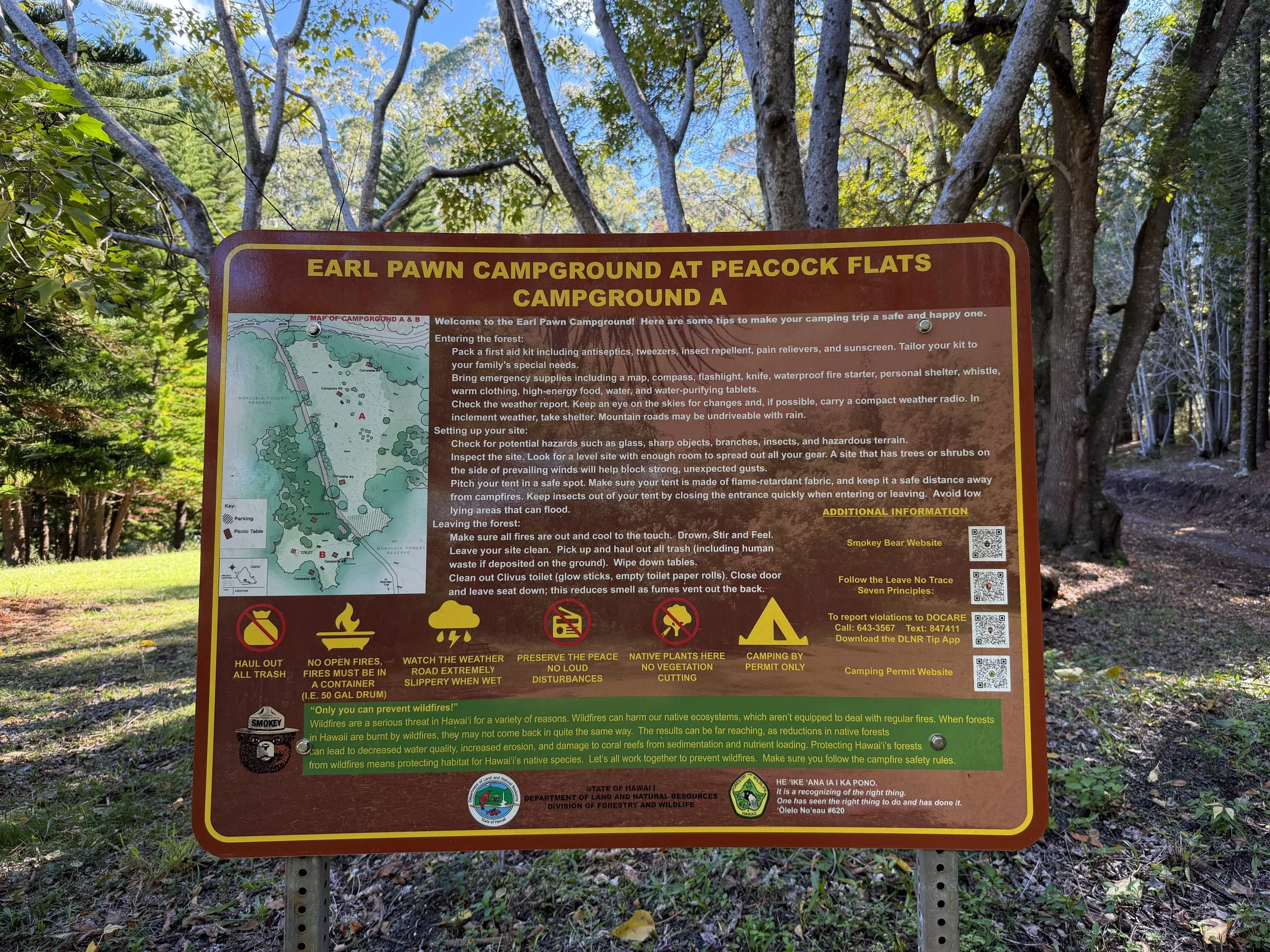 Peacock Flats Campground to Mokuleia Trail Oahu Hawaii