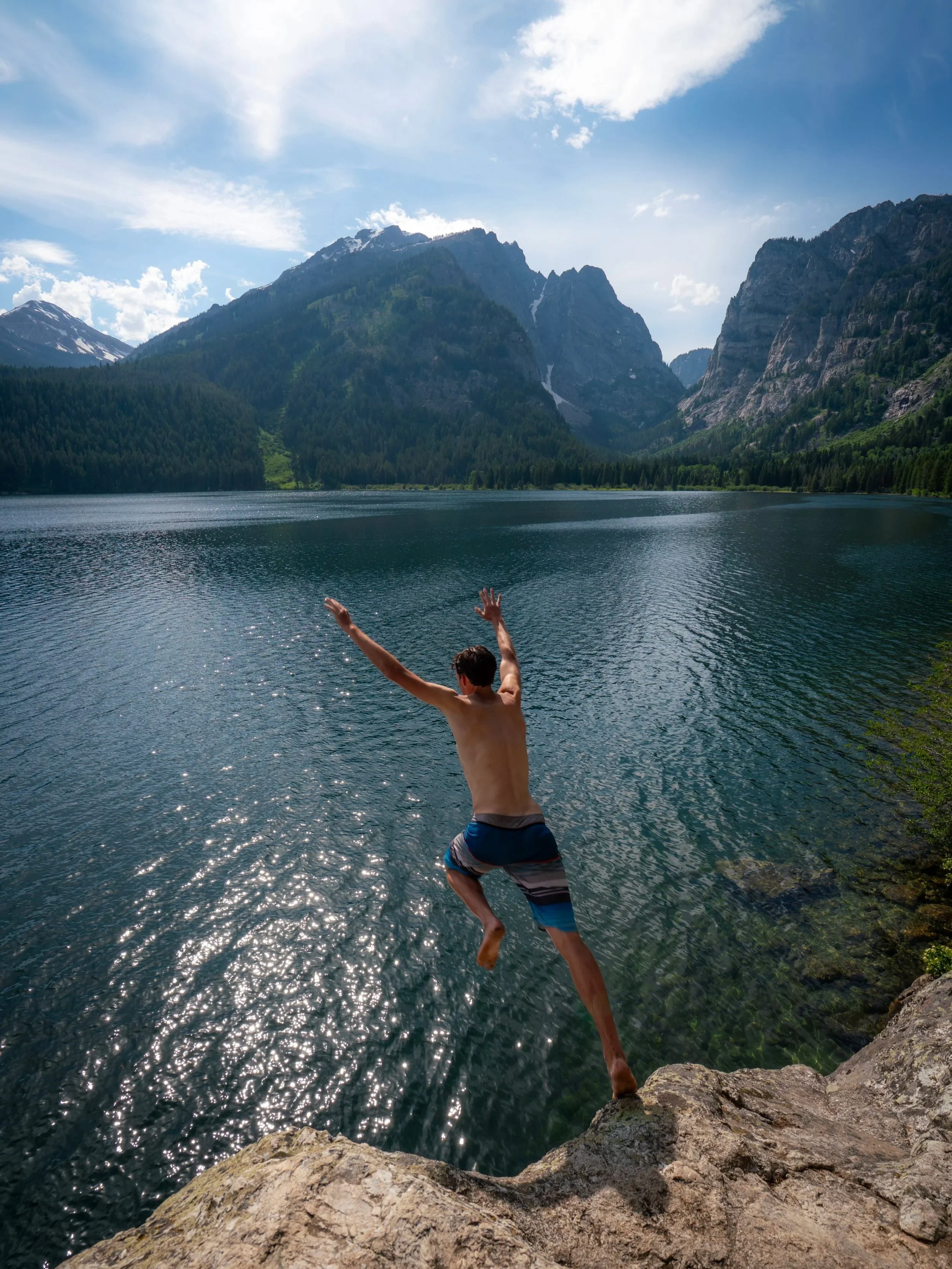 Phelps Lake Jumping Rock Grand Teton National Park