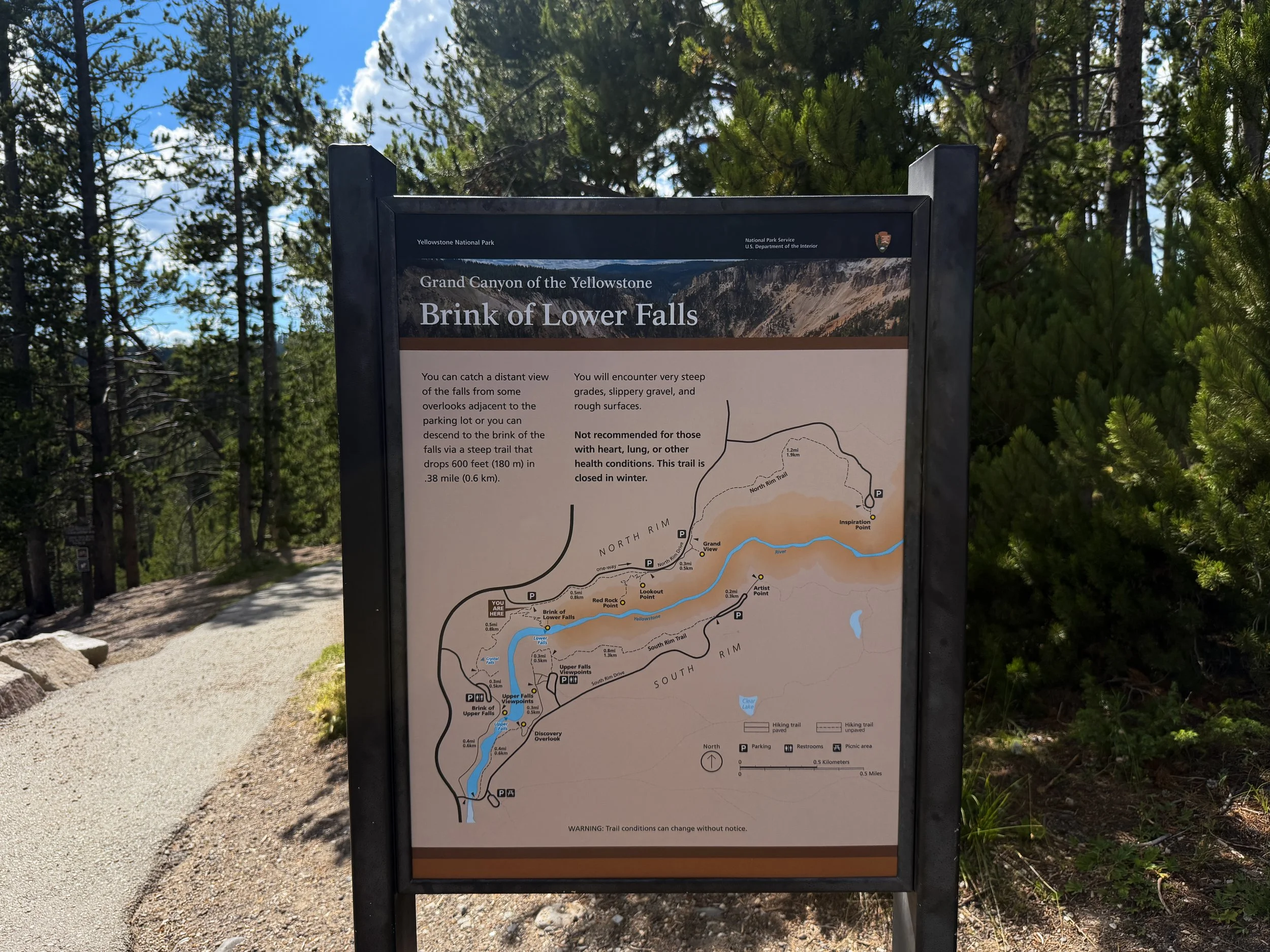 Brink of the Lower Falls Trailhead Yellowstone National Park Wyoming