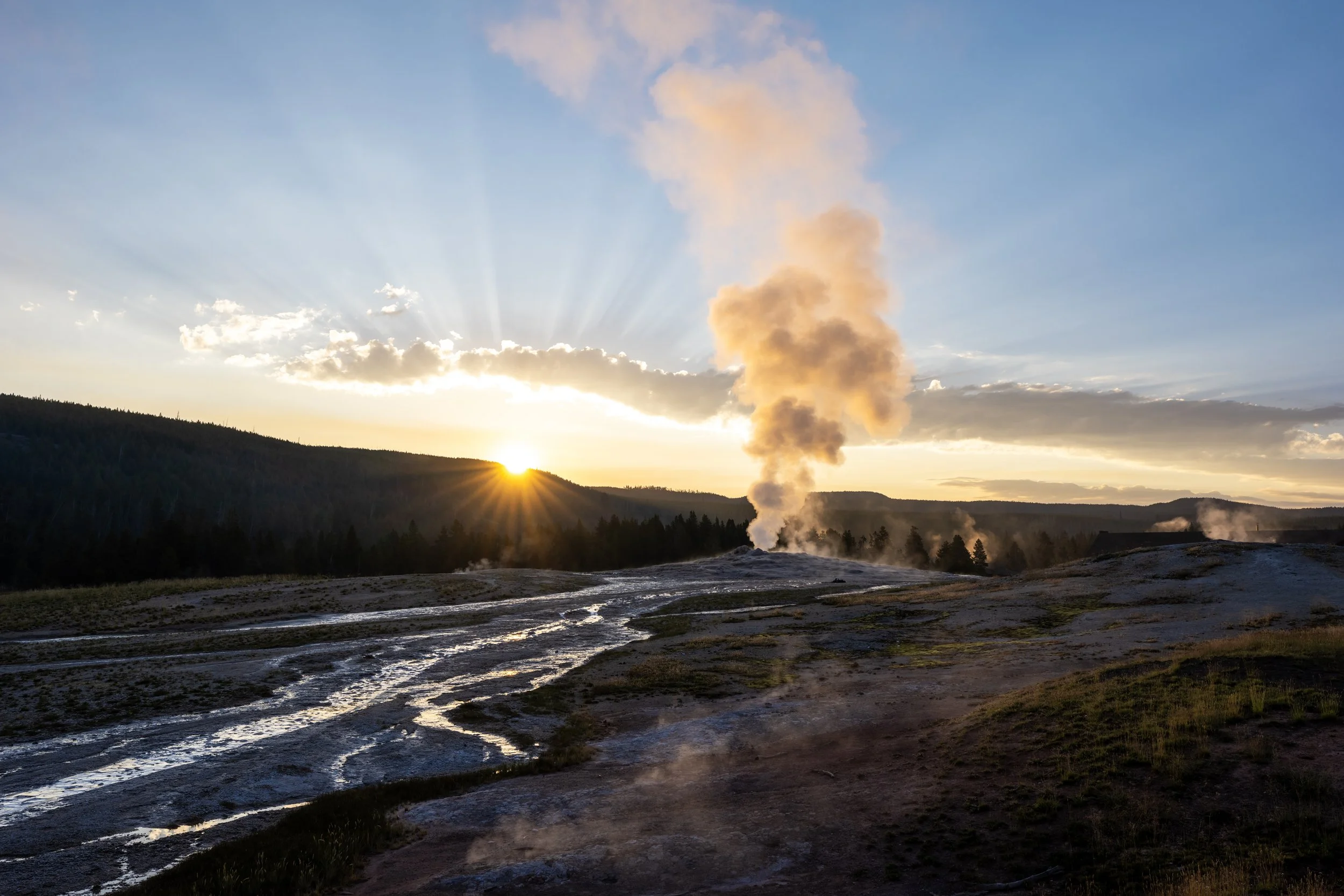 Old Faithful Sunrise Yellowstone National Park Wyoming