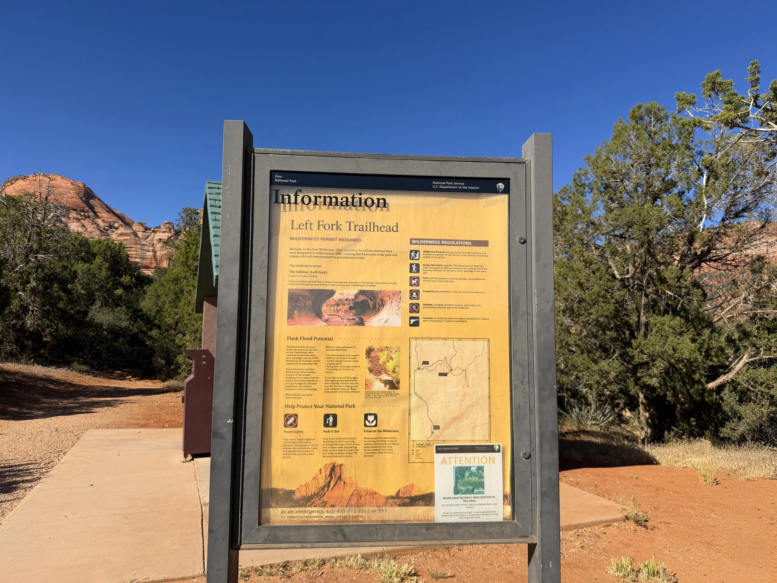 Left Fork Trailhead Zion National Park Utah