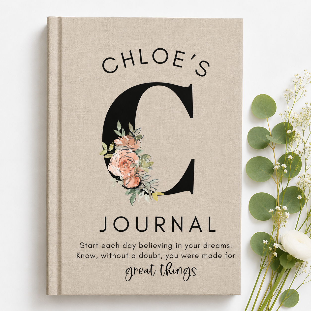 Personalized keepsake journal with monogram for girls and teens