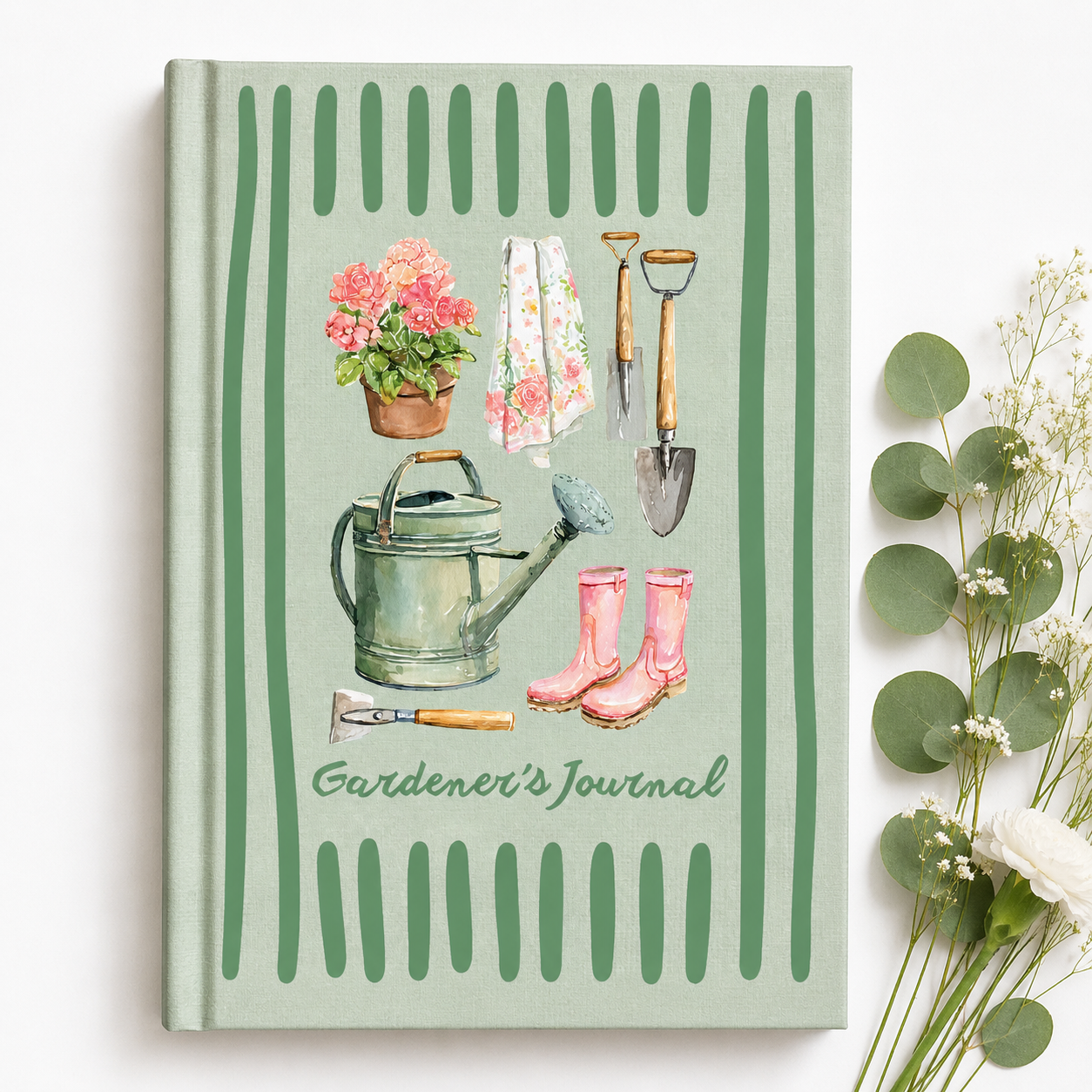 Gardeners Gift Journal Watercolor Art personalized