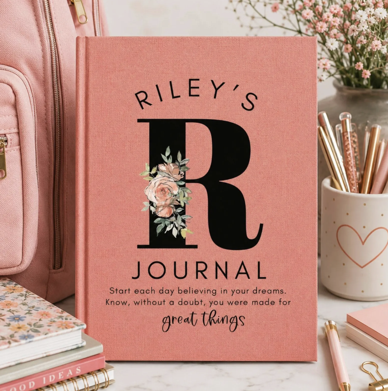 Inspirational girls journal, custom notebook for girls birthday gift