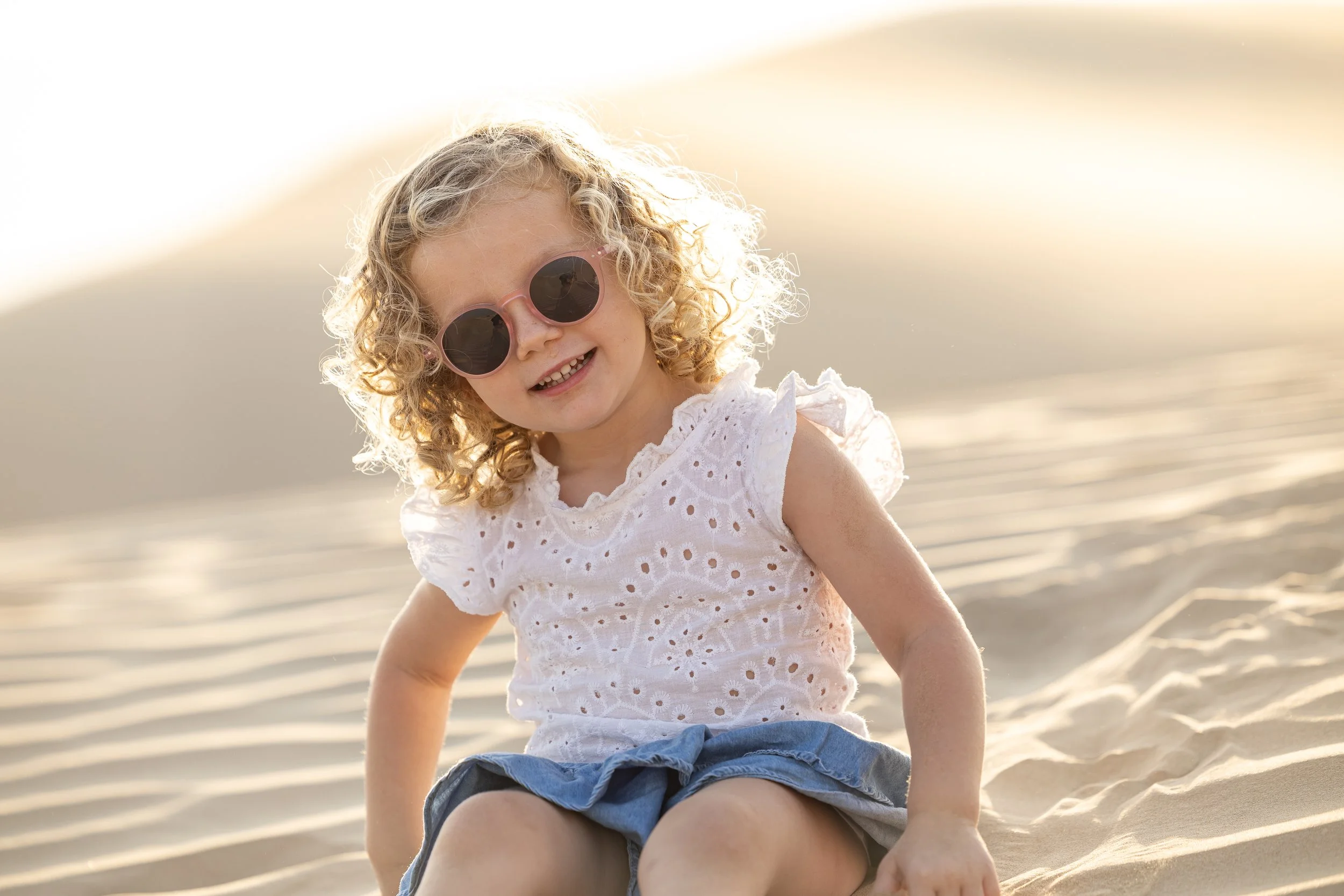 Blonde Child in Sunglasses at Golden Hour Desert Lifestyle Portrait Photography.jpg