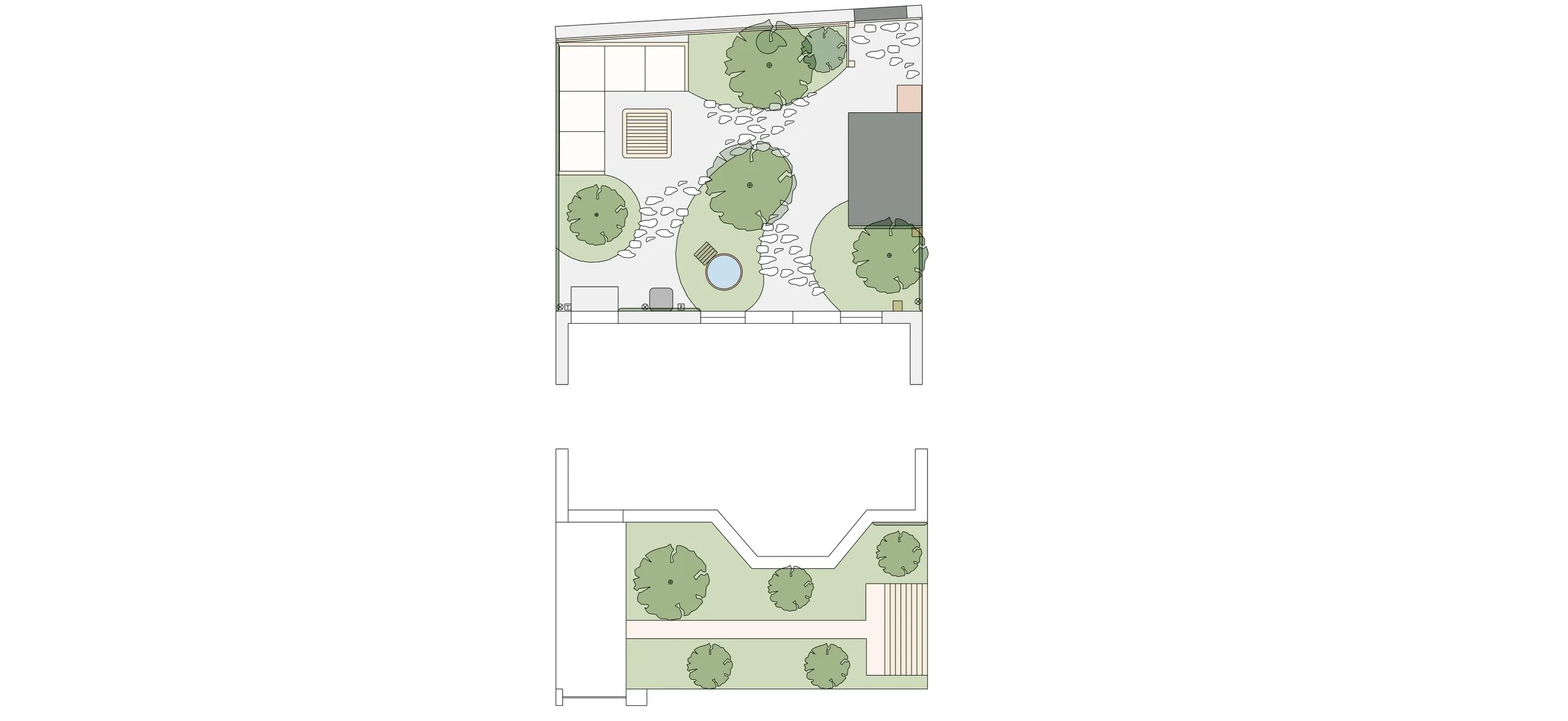 Immersive, naturalistic yard with a contemporary edge