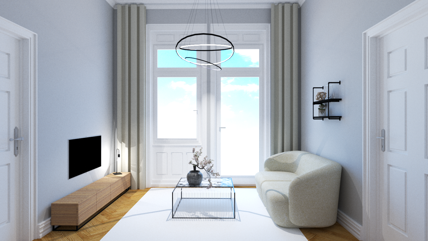 3D-Rendering Warteraum mit Sofa