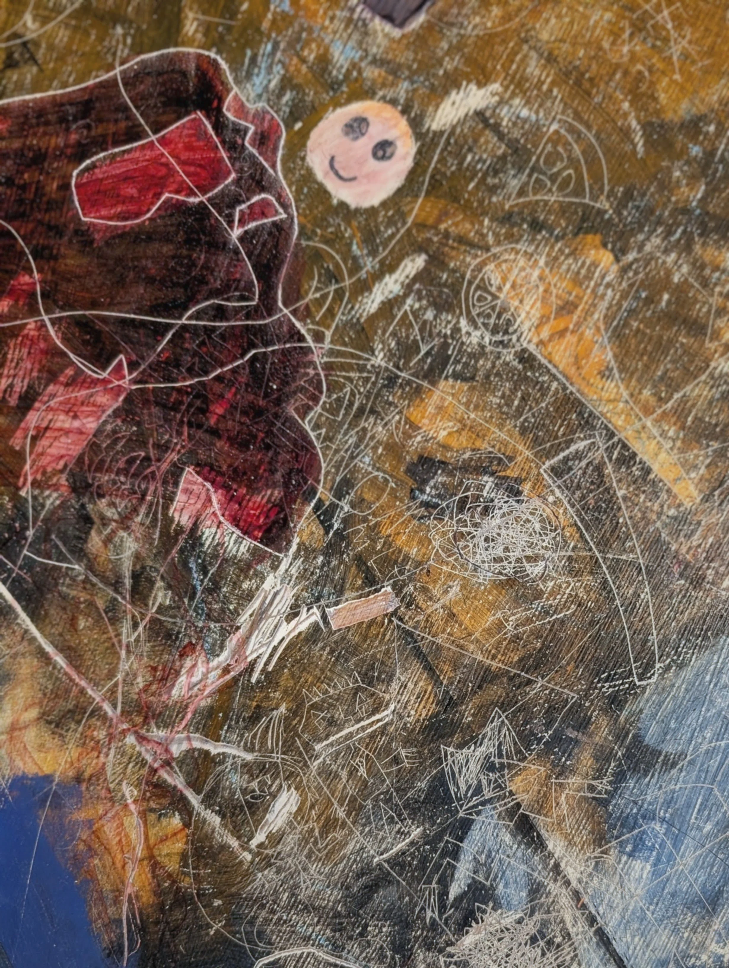 Guest Table (Detail 2) | Incised drawing and surface texture detail