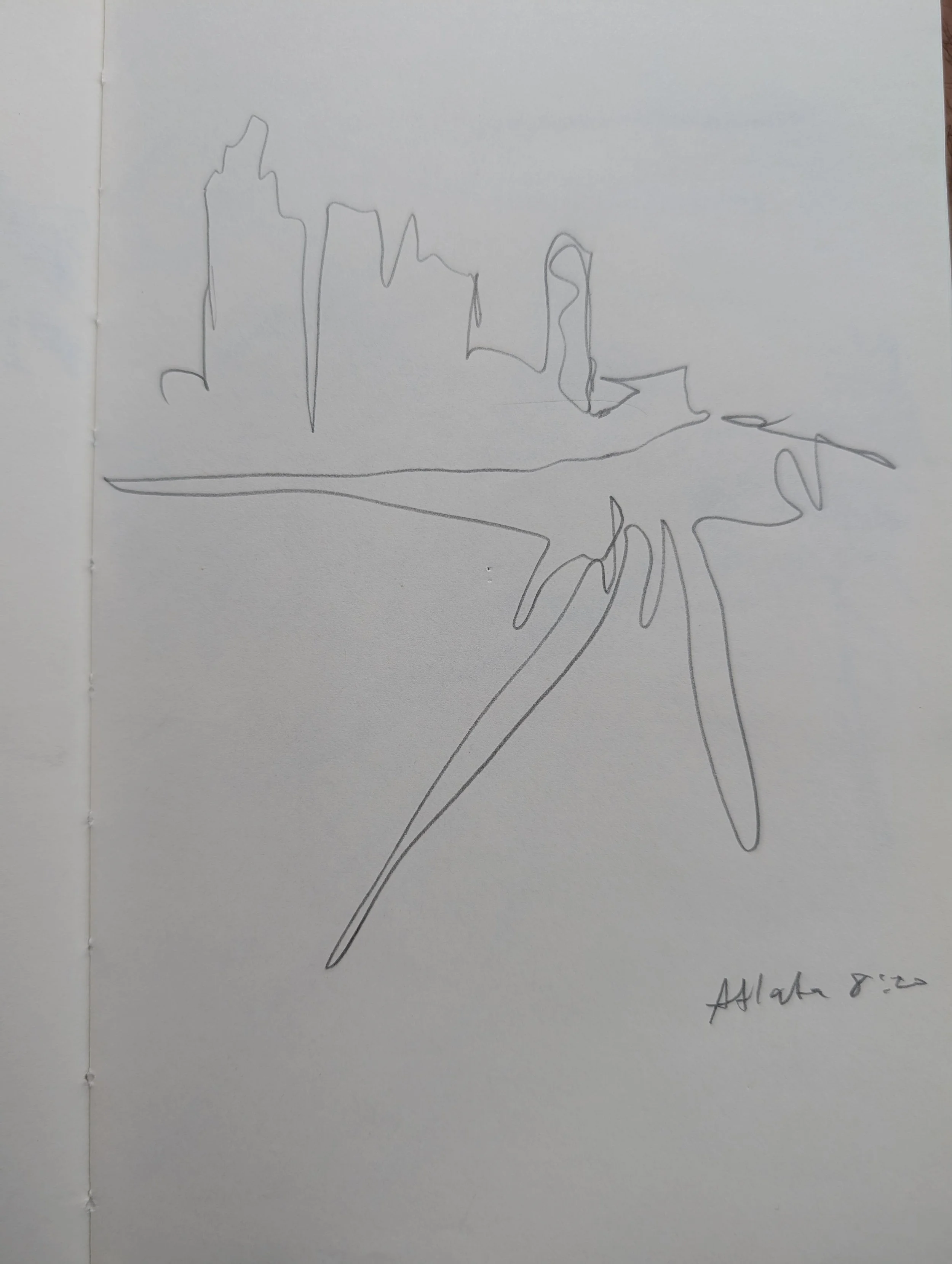 Atlanta Skyline Study | Continuous blind-contour line work in graphite, sketchbook study