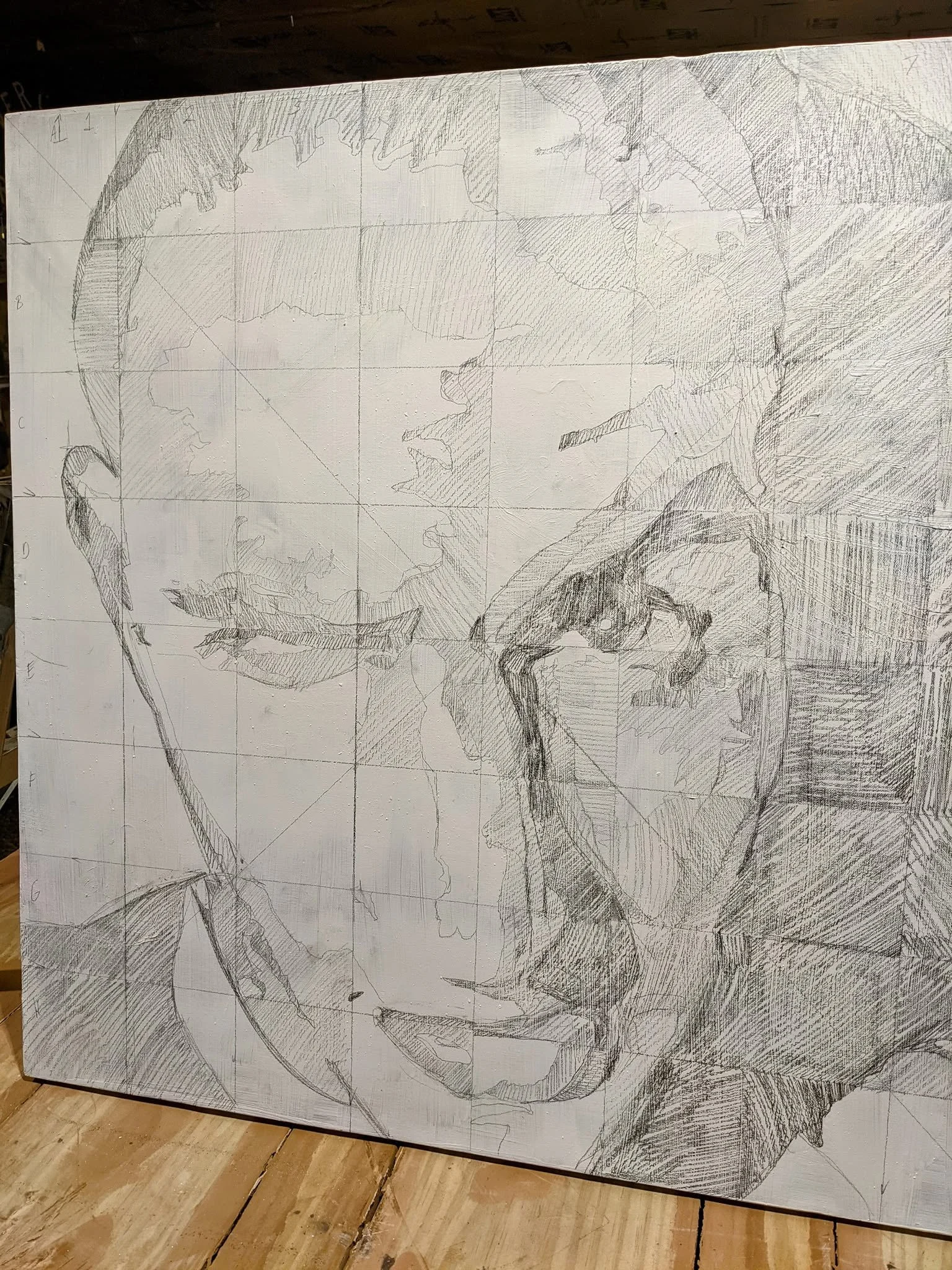 Caleb (Underdrawing) | Graphite on canvas, 2' × 2'
