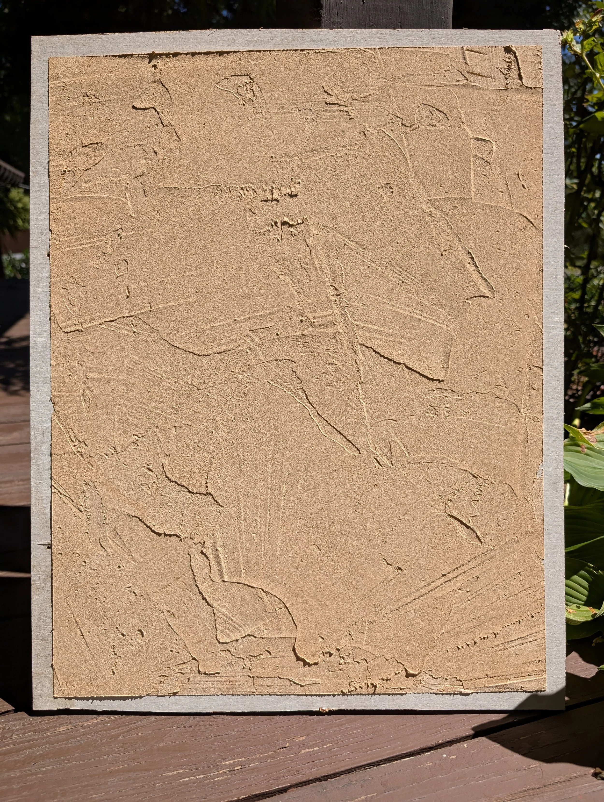 Texture Study | Troweled sandy plaster with warm buff pigment on panel