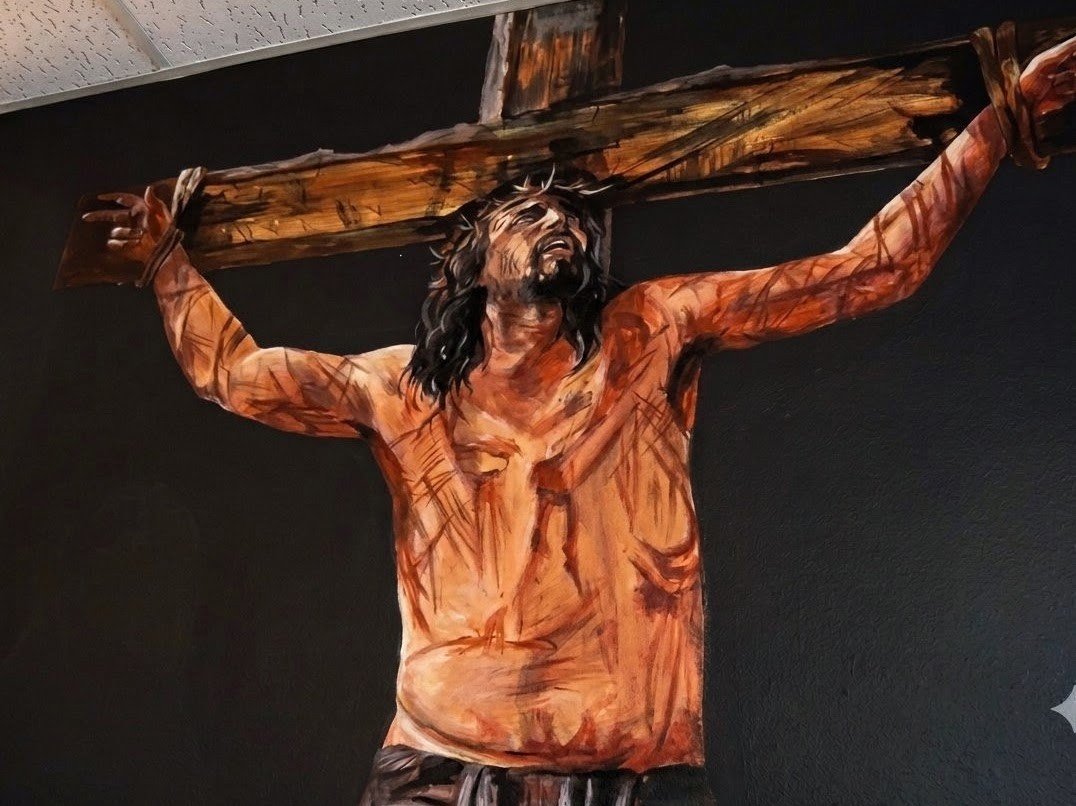 The Crucifixion | Acrylic mural, 5' × 6' | Church Mural Commission