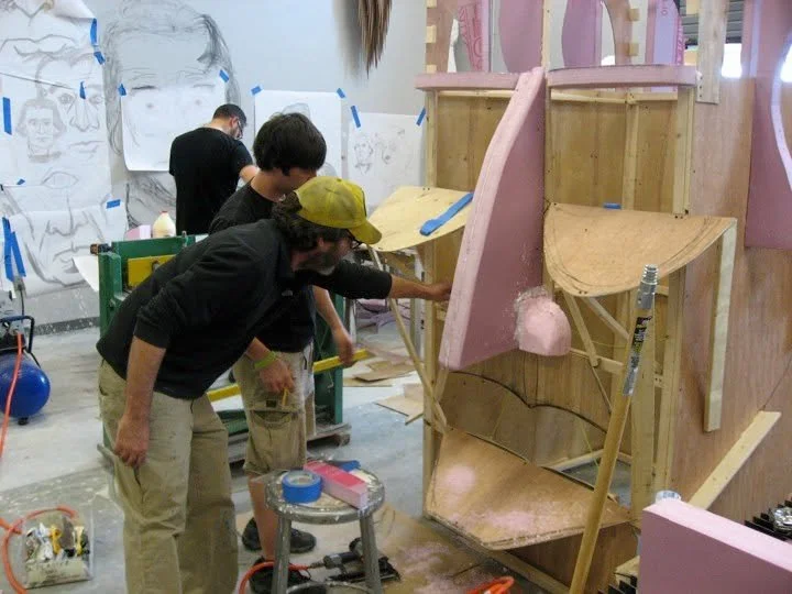 Wayne White Collaboration (In Progress) | Detail view of facial armature assembly and mechanical fitting | Watkins College of Art, Nashville, TN