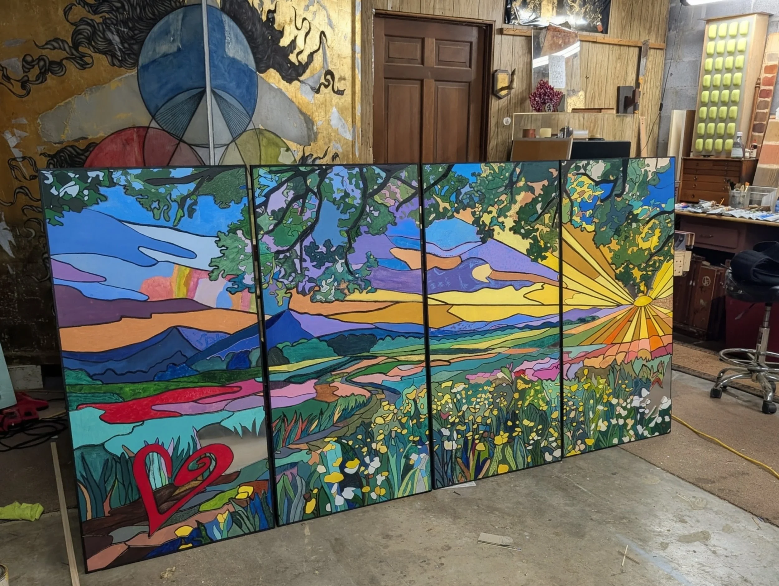 Mosaic of Hope | Acrylic on 257 cut modular plywood elements mounted to structural panels, 4' × 8' | Community project for The Caring Place, Cleveland, TN