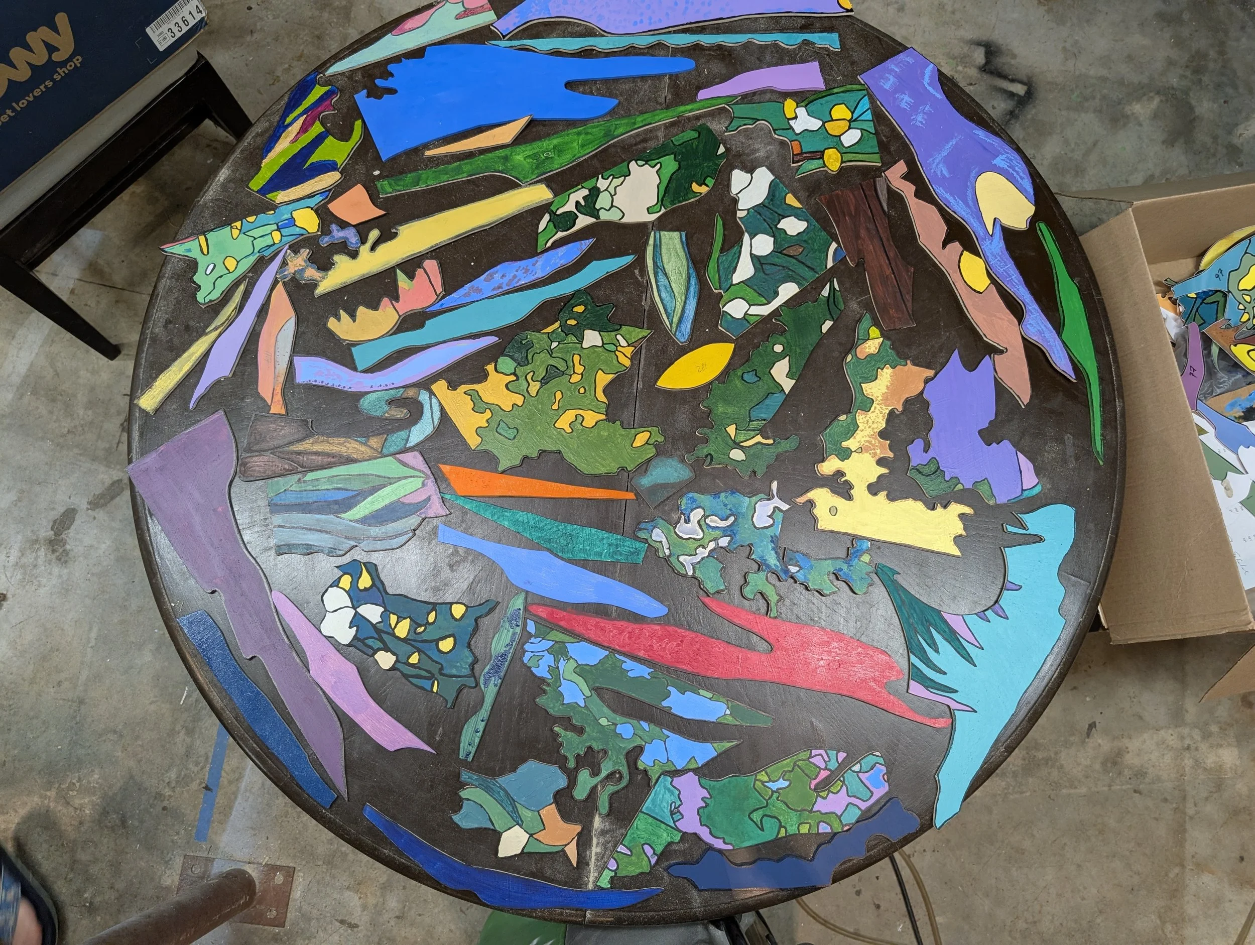 Mosaic of Hope (Detail) | Unassembled community-painted plywood components