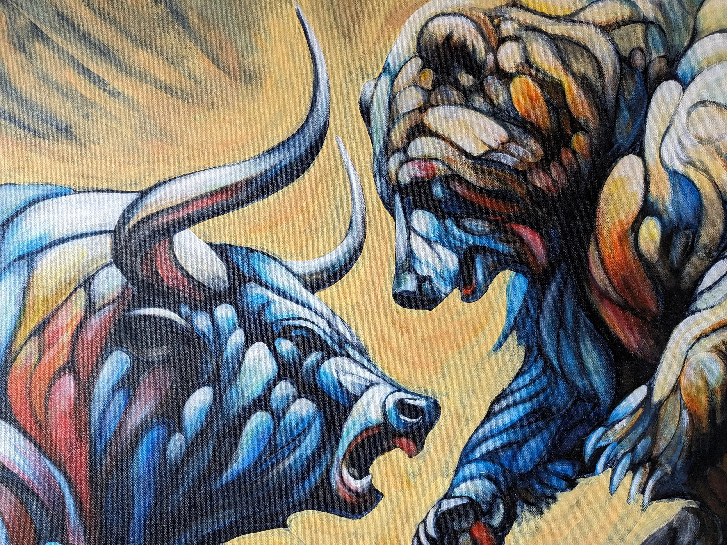 Bull and Bear Study No. 2 (Detail) | Oil on canvas detail