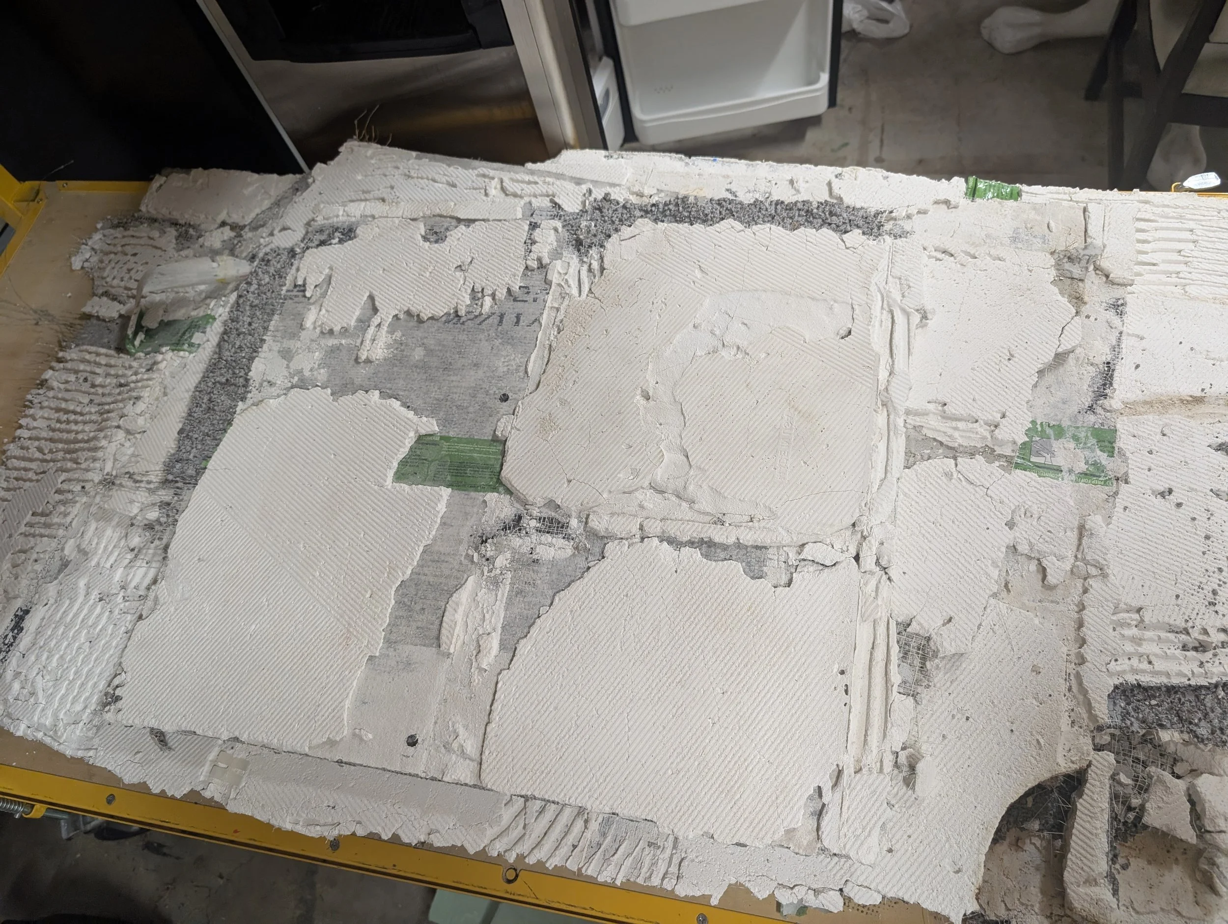 Found Substrate Study | Layered thinset and cementitious surface for upcoming panel work