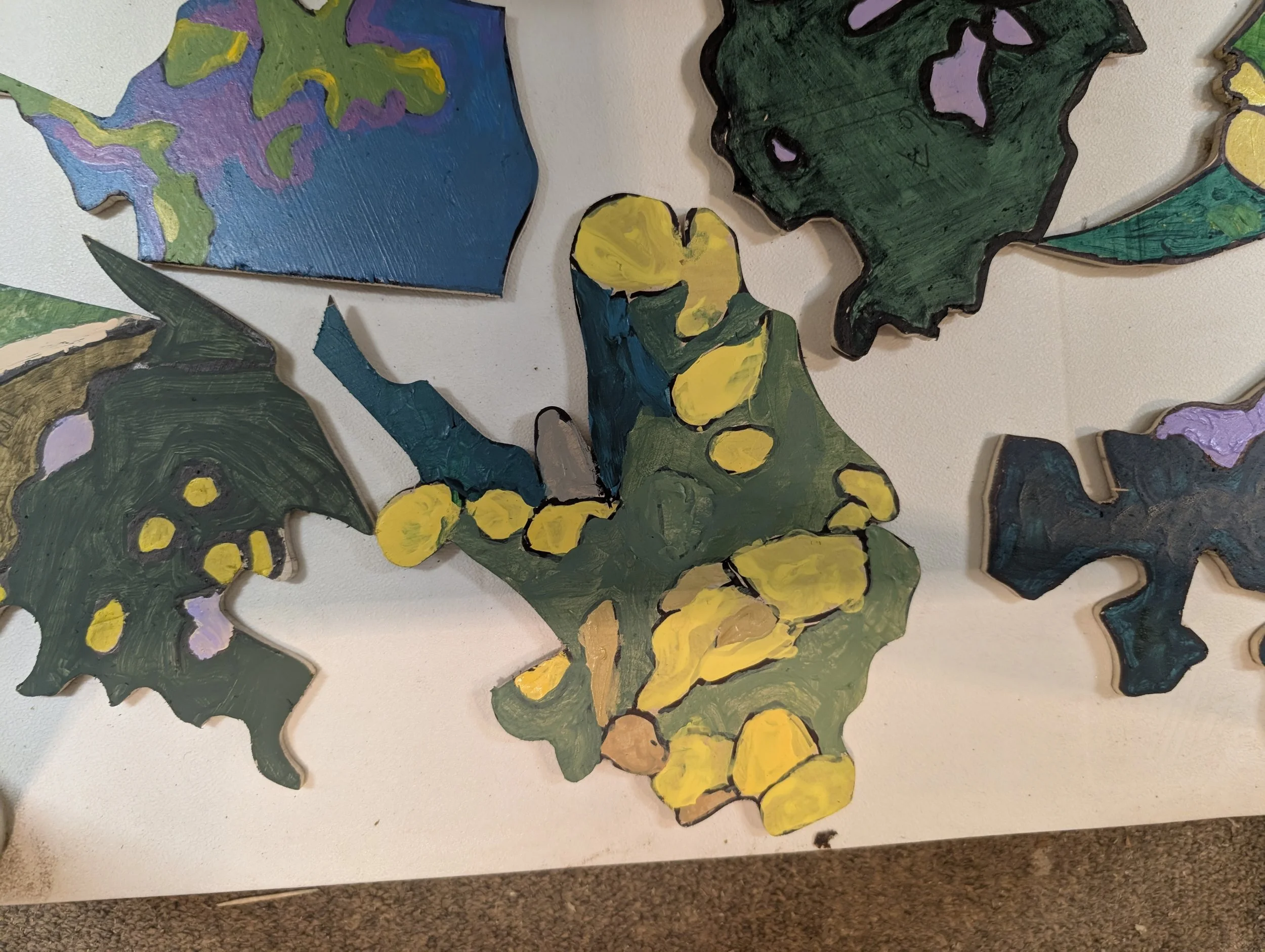 Mosaic of Hope (Detail) | Hand-painted community plywood tile close-up