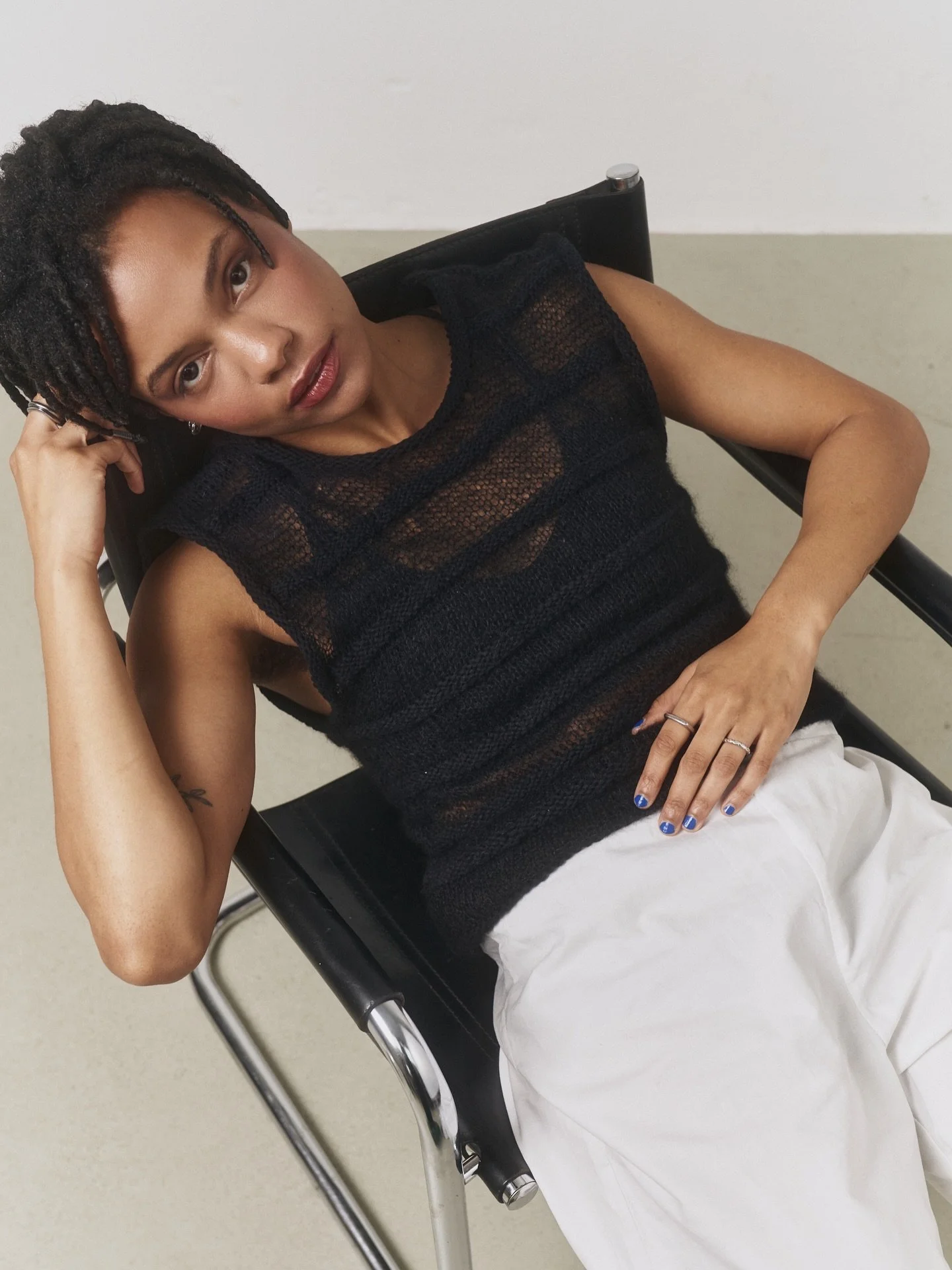 Black 'Discrepancy'-Top | Finest mohair and silk yarn mixed with voluminous cotton to create a three dimensional shape but still a comfy body wrapping knit piece | Available exclusively in our online shop 

Model @itsvioss via @wirsinduns 
Photos tak