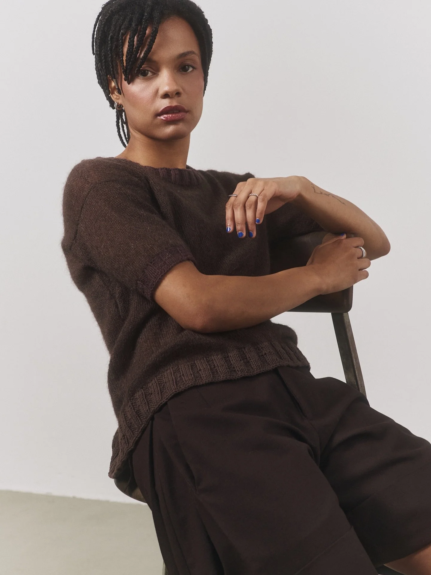 chocolate brown Shirt | Finest mohair and silk yarn knit design mixed with organic cotton handknit | Exclusively available in our online shop

Model @itsvioss via @wirsinduns 
Photos taken by @victoriakaempfe 
Hair and Make-Up by @a7madr0