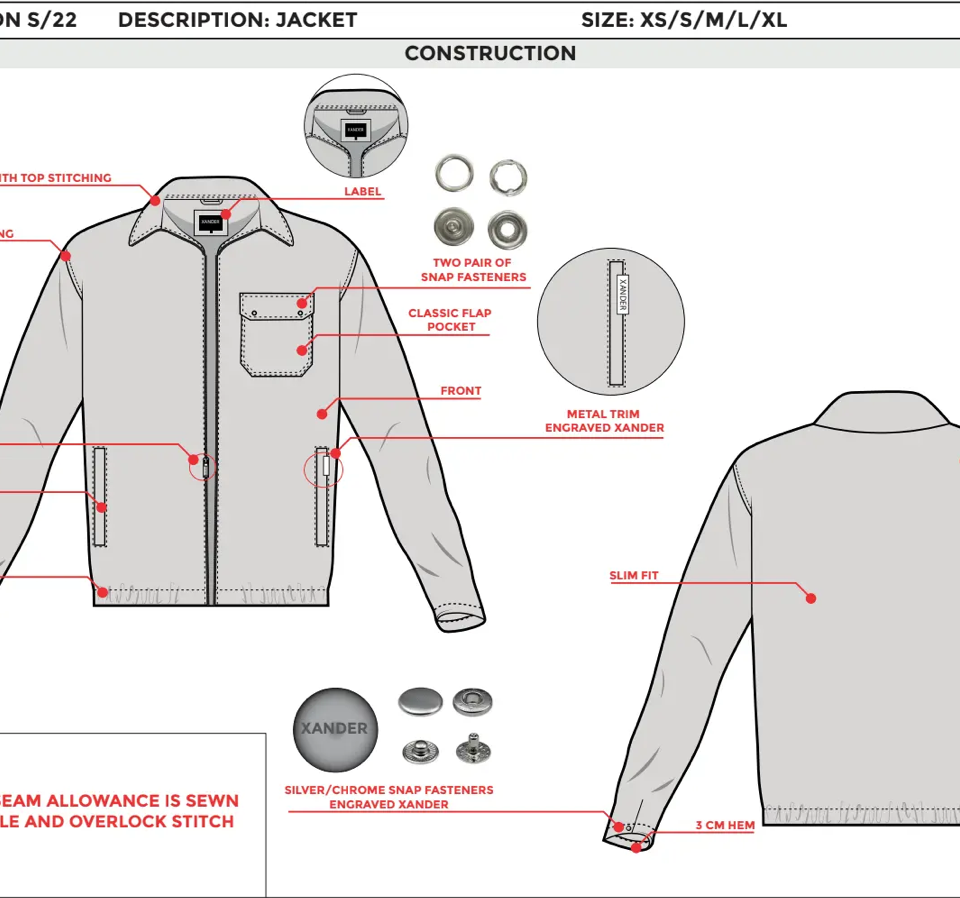 TECH PACKS AND TECH SKETCHES
