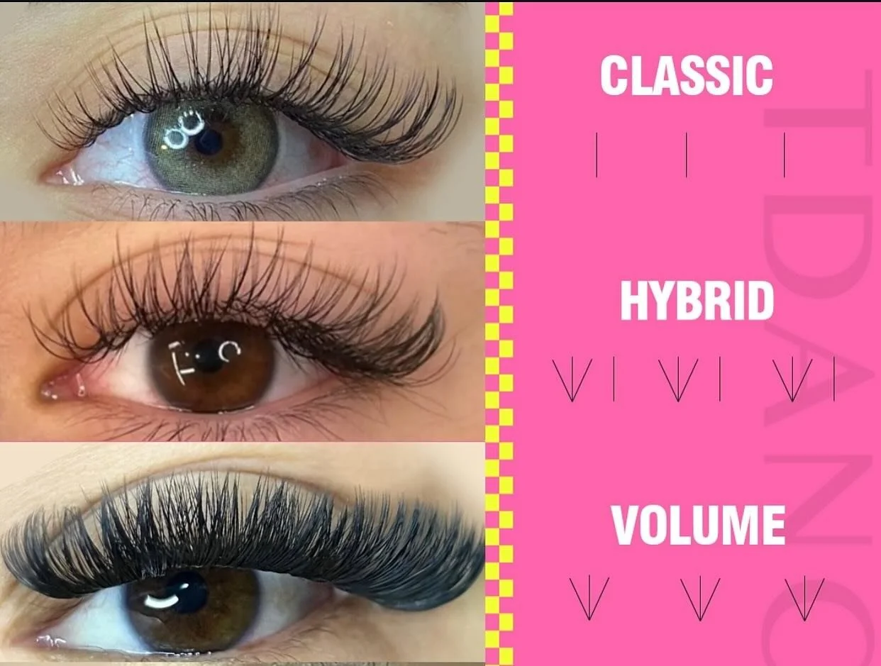 Let&rsquo;s talk lash styles! 💫
Ever wondered what the difference is between Classic, Hybrid, and Volume lashes?
Here&rsquo;s a quick breakdown ⬇️

✨ Classic &ndash; One extension per natural lash for a soft, mascara-like look.
✨ Hybrid &ndash; A mi