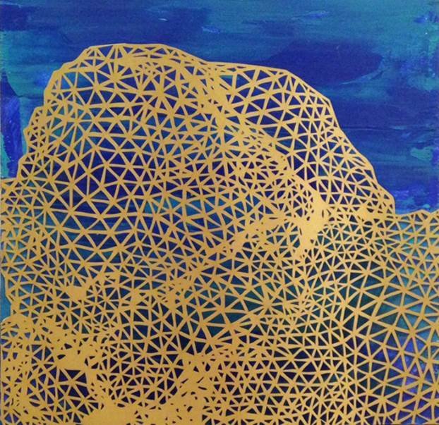 Rebecca Rutstein
We are not the same I, 2014
Acrylic and paper on panel