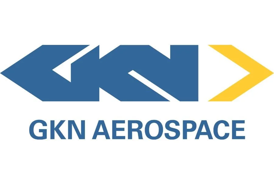 GKN Aerospace logo with blue and yellow elements.
