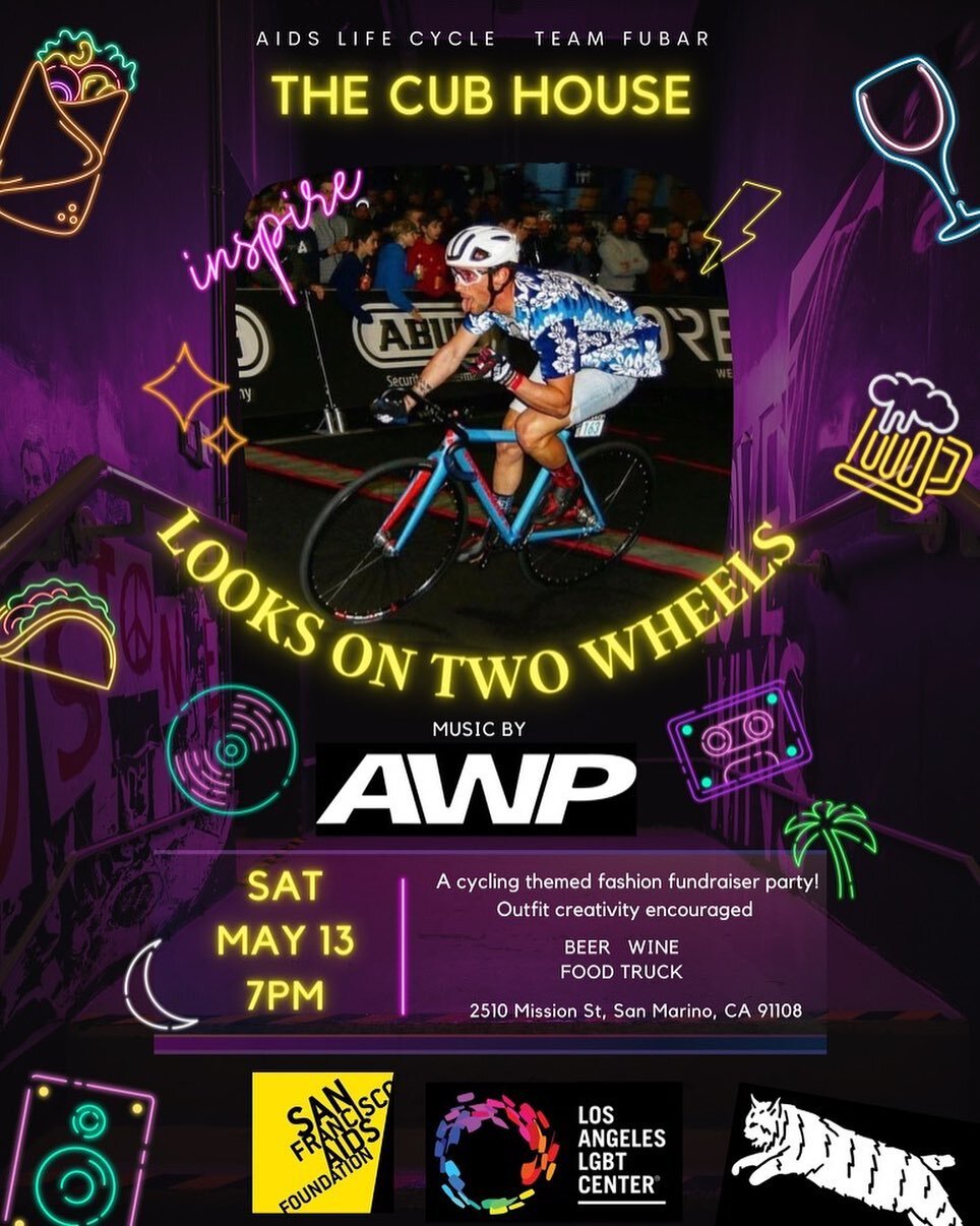 FUNDRAISER PARTY TIME!
We are so stoked to let you know about an insane night of Looks on Two Wheels happening right here at the Cub House!

Megan @meganlinman has put together an amazing night of fashion, friends and fun to benefit @aidslifecycle an