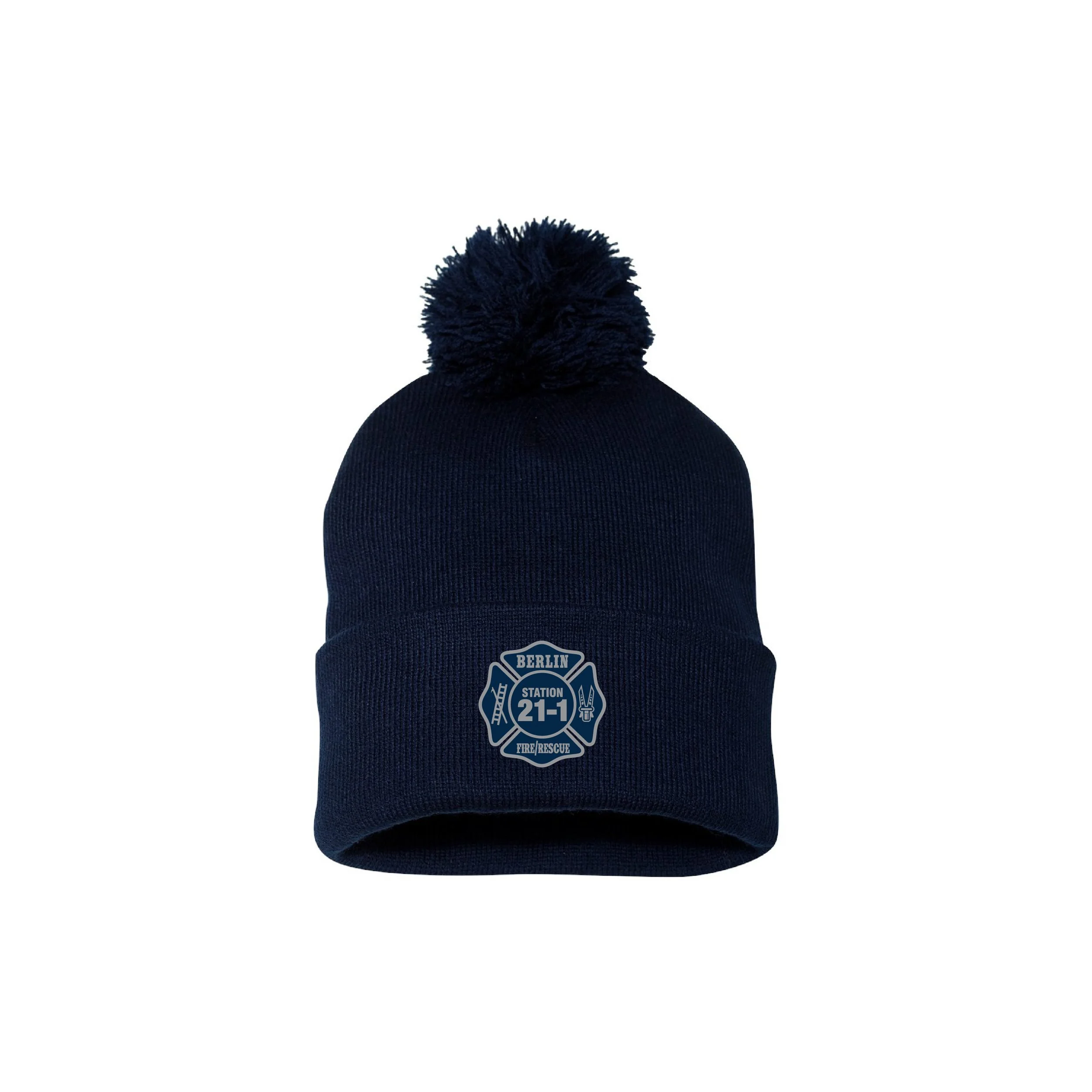 SP15BF-SUB Adult Sportsman Cuffed Beanie with Pom Pom!!! Embroidered Logo!