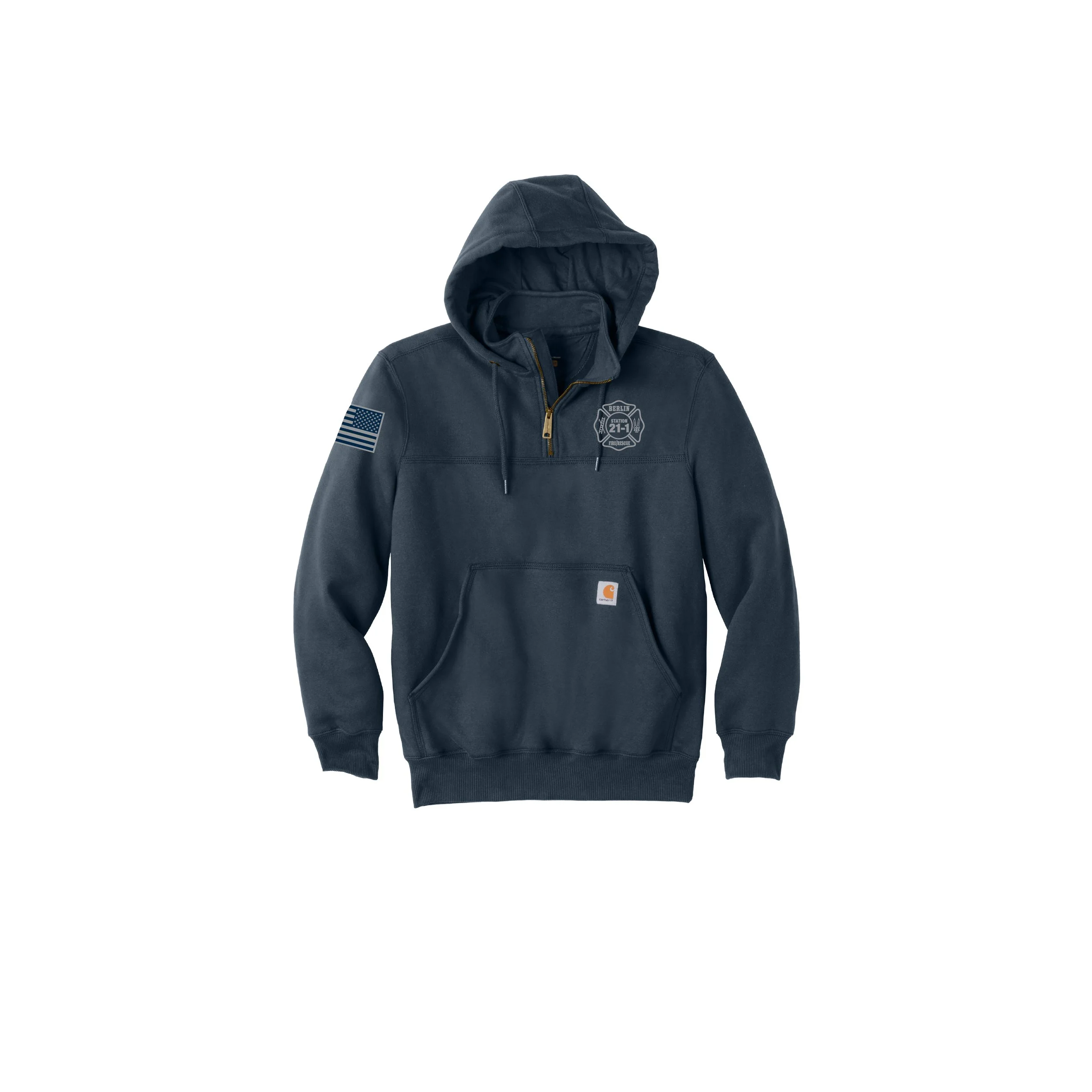 CT100617BF-SUB/REFL Adult Carhartt Rain Defender Paxton Heavyweight Hooded 1/4 Zip Sweatshirt With Reflective Back Logo!!! Embroidered Logos!